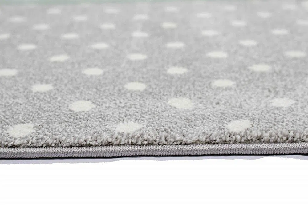 CARPETIA Moqueta de Juego para Niños Alfombrilla Infantil Corazones Estrellas y Puntos Verde Gris Crema - de fácil Cuidado Größe 120 cm Rund
