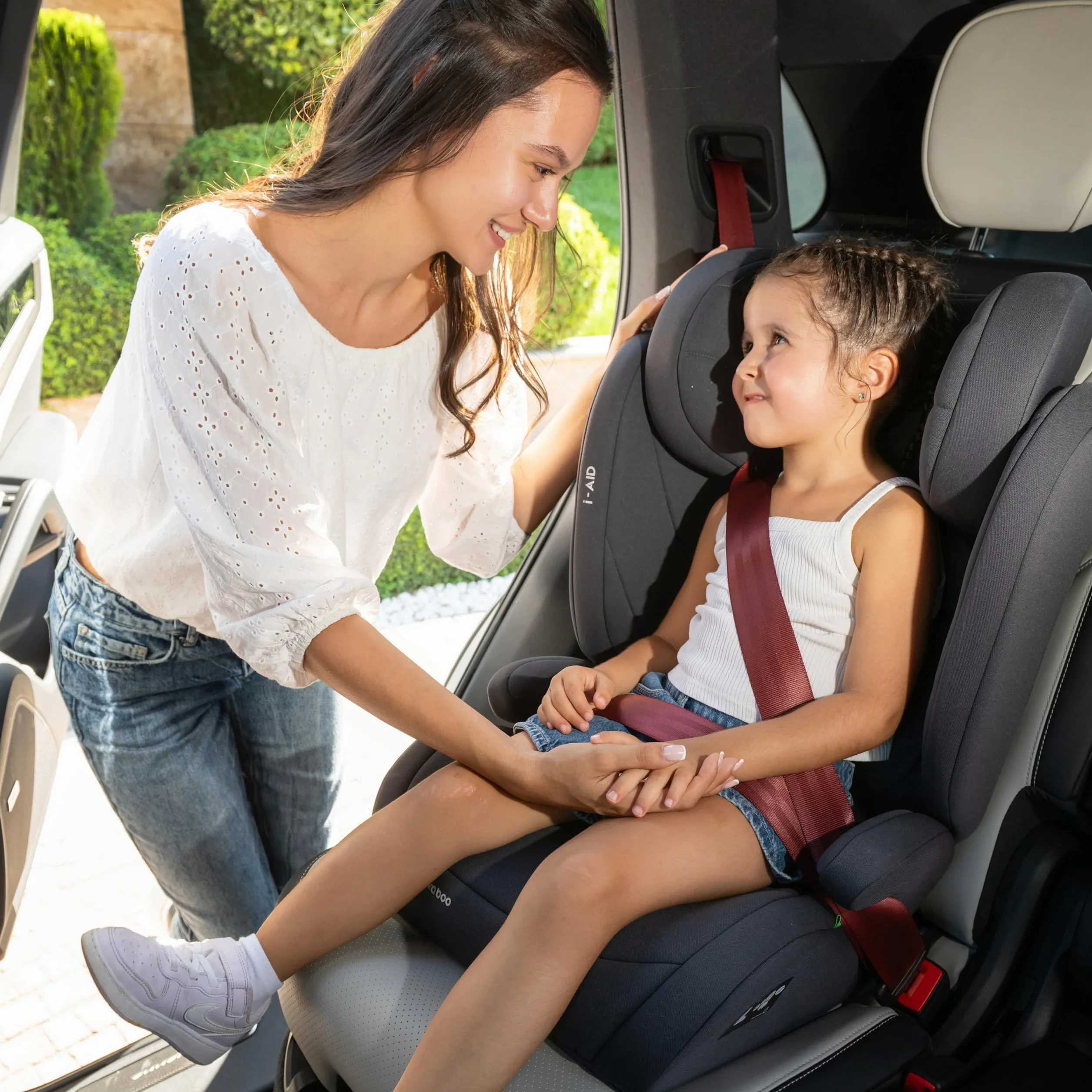 KikkaBoo Silla Coche Grupo 3 (15-36 kg, 100-150 cm) i-AID, Silla Para Niño sin ISOFIX, i-Size, De 3,5 a 12 Años, 13 Posiciones Reposacabezas, Gris