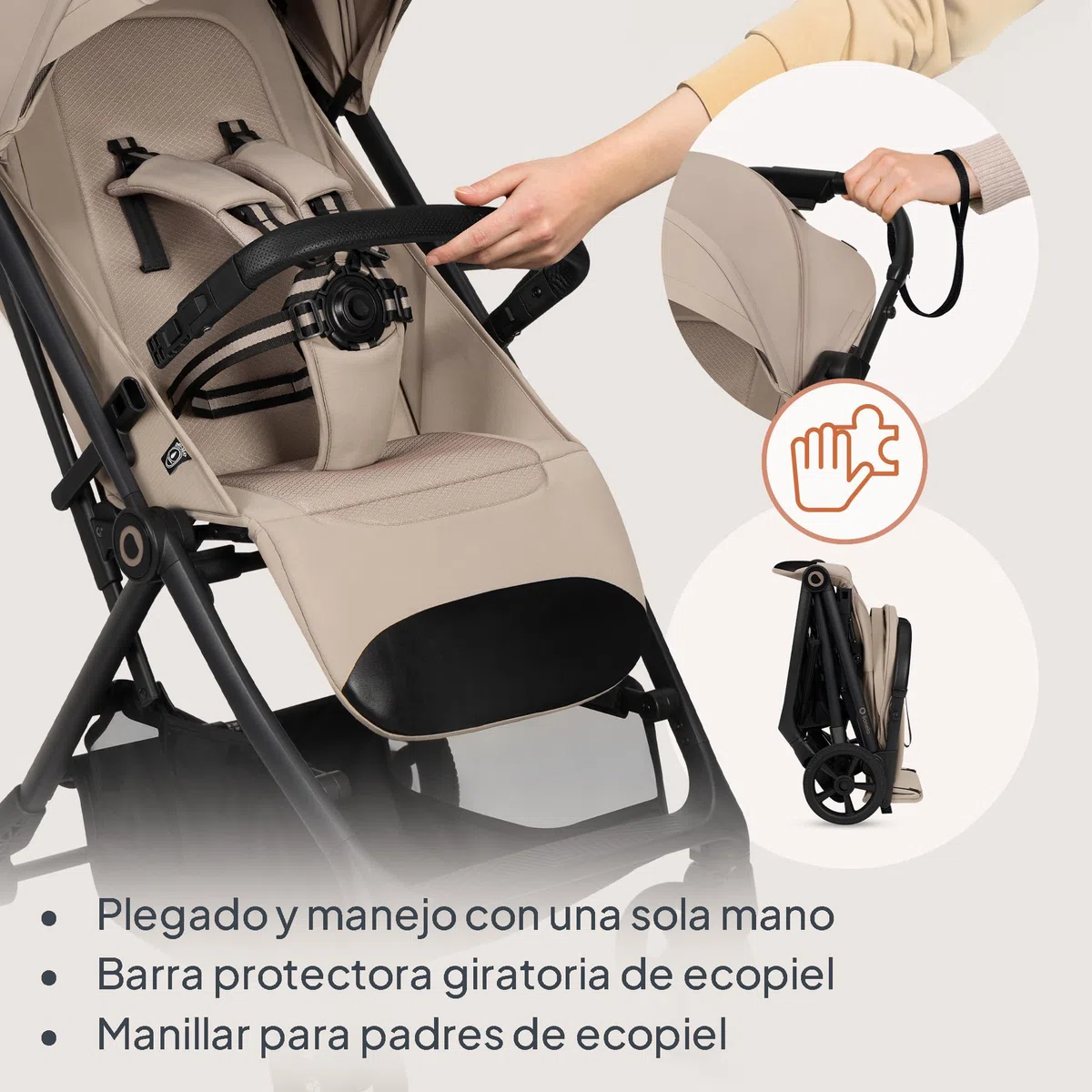 Lionelo Tansi Silla de Paseo Ligera y Carrito Bebé Compacto, hasta 22 kg, Plegado Automático con una Mano, Posición Reclinable, Ruedas GravelTech con Amortiguación, Capota Impermeablee, Mosquitera
