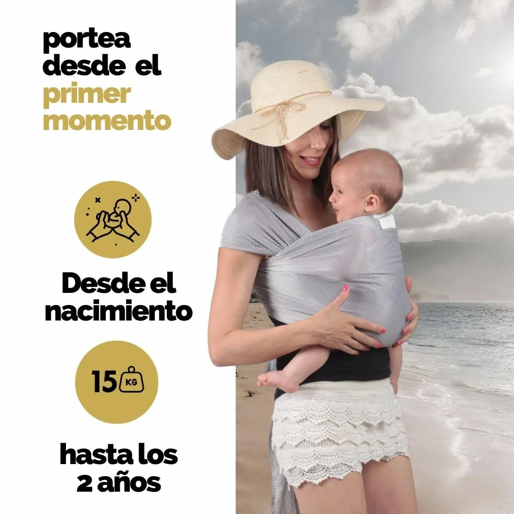 Fular Portabebe Acuático Ergonómico OEKOTEX Transpirable hasta 20kg
