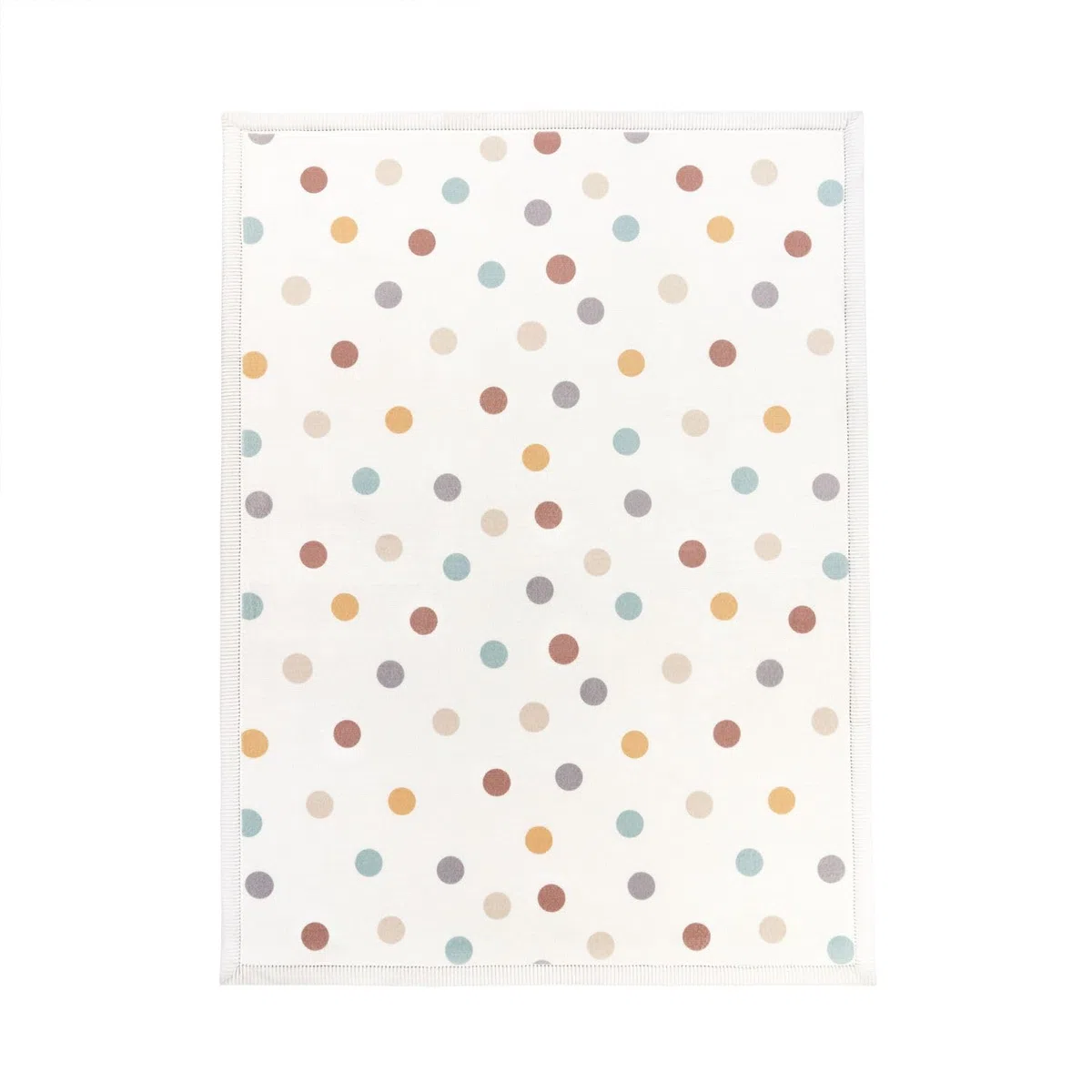 TT Home Alfombra Habitación Infantil De Juego Bebe Lunares Lavable Antideslizante Felpa, Color:AzulAmarilloCrema, Tamaño:80x150 cm
