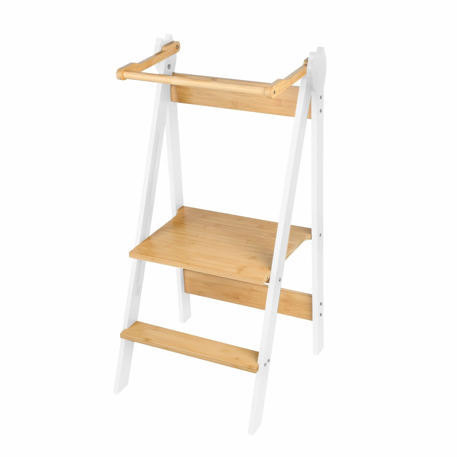 Torre Montessoriana de aprendizaje plegable, multiusos, torre de aprendizaje de madera natural de abedul, torre de observación infantil, plegable, seguridad, 88 x 45 x 45 cm
