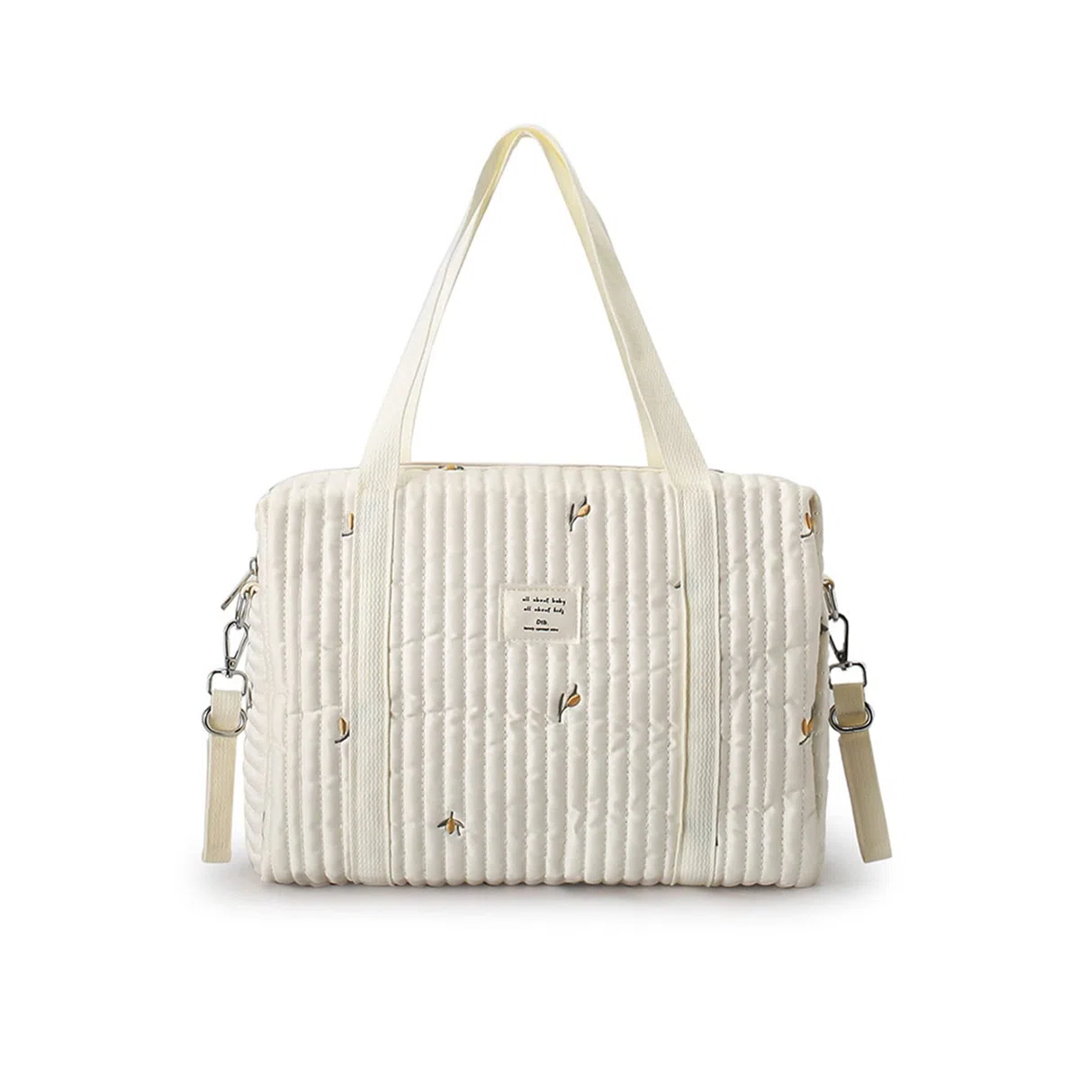 SONARIN Bordada Bolsa de Pañales para Bebés,Elegante Gran Capacidad Algodón Bolsa Materna Bolso Cambiador Ligera Bolsa de Viaje para Pañales Portátil con 2 Ganchos Carrito Bebé(Oliva)