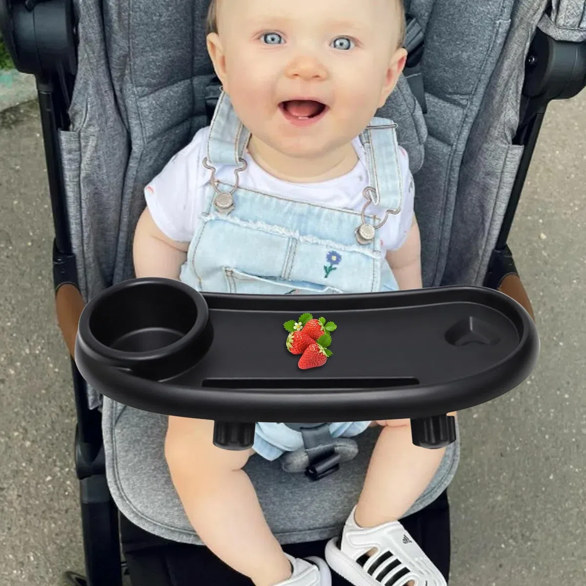 Snack Tray, ABS Pram Baby Tray with Cup Holder, Detachable Stroller Snack Tray with Phone Holder, Baby Tray For Stroller Stroller Tray with Cup Holder