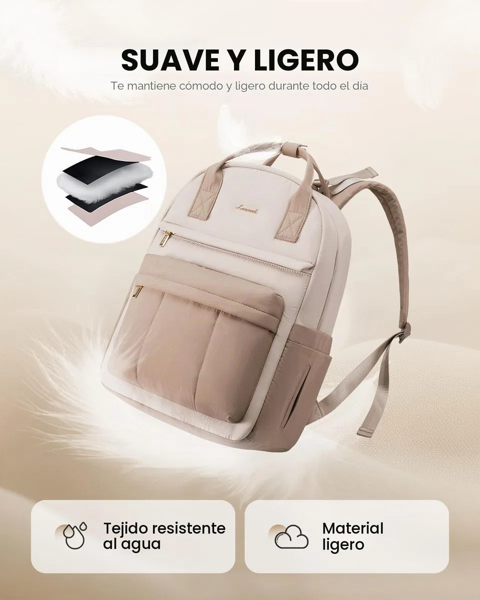 LOVEVOOK Mochila para pañales para bebé, bolso cambiador grande, Beige Caqui, medium, Casual