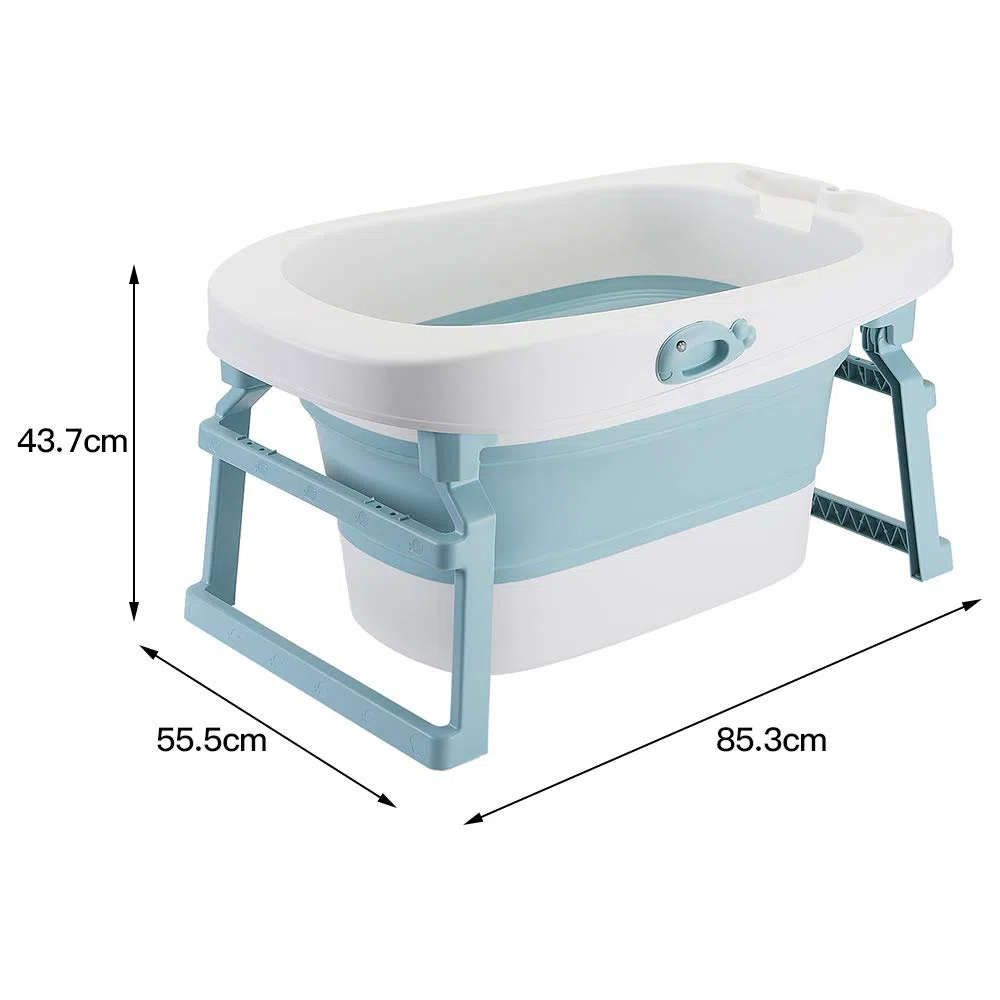 Bañera plegable 3 en 1 para niños pequeños y niños,Grande bañera bebe,Bañera bebe plegable/Desde el nacimiento hasta los 3 años-3 en 1-Azul