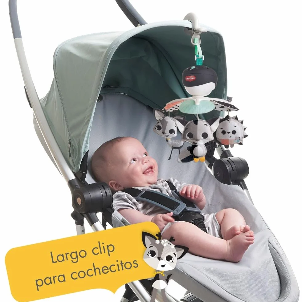 Tiny Love Take-Along-Mobile, Movil Cuna Bebe Musical 3 en 1, 0+ Meses, Movil Bebe Silla de Paseo, Móvil Musical Portátil, 3 Conectores, 5 Melodías, 30 Min de Música Continua, Magical Tales