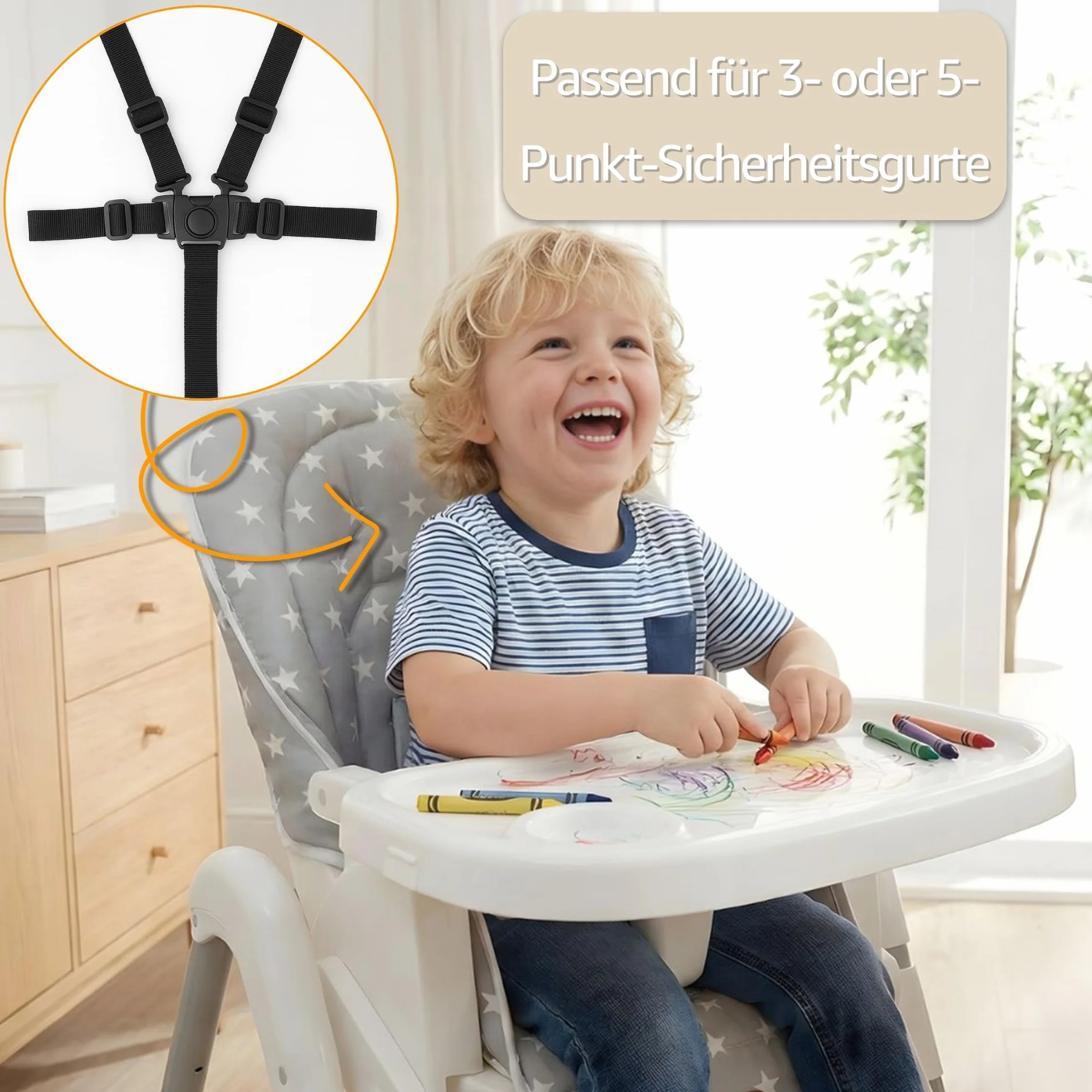 Funda trona universal - cojin para de tronas fundo silla para niños y niñas comer Cojín para silla infantil con revestimiento impermeable y estable certificado Oeko-Tex Safari