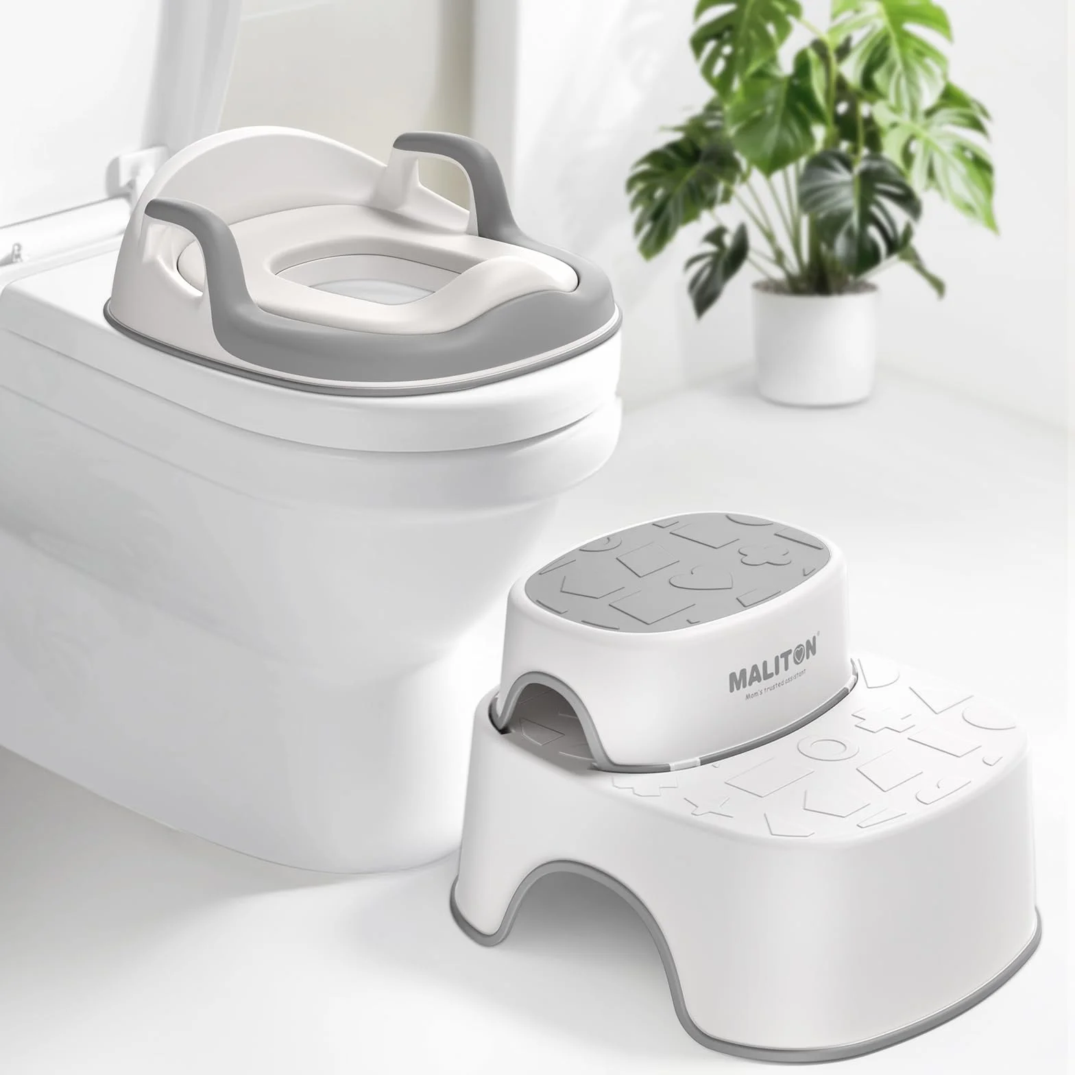Maliton adaptador wc niños, Asiento de entrenamiento para ir al baño infantil con taburete, reductor wc niños, Antideslizante, antisalpicaduras(Un orinal + dos taburetes para niños)
