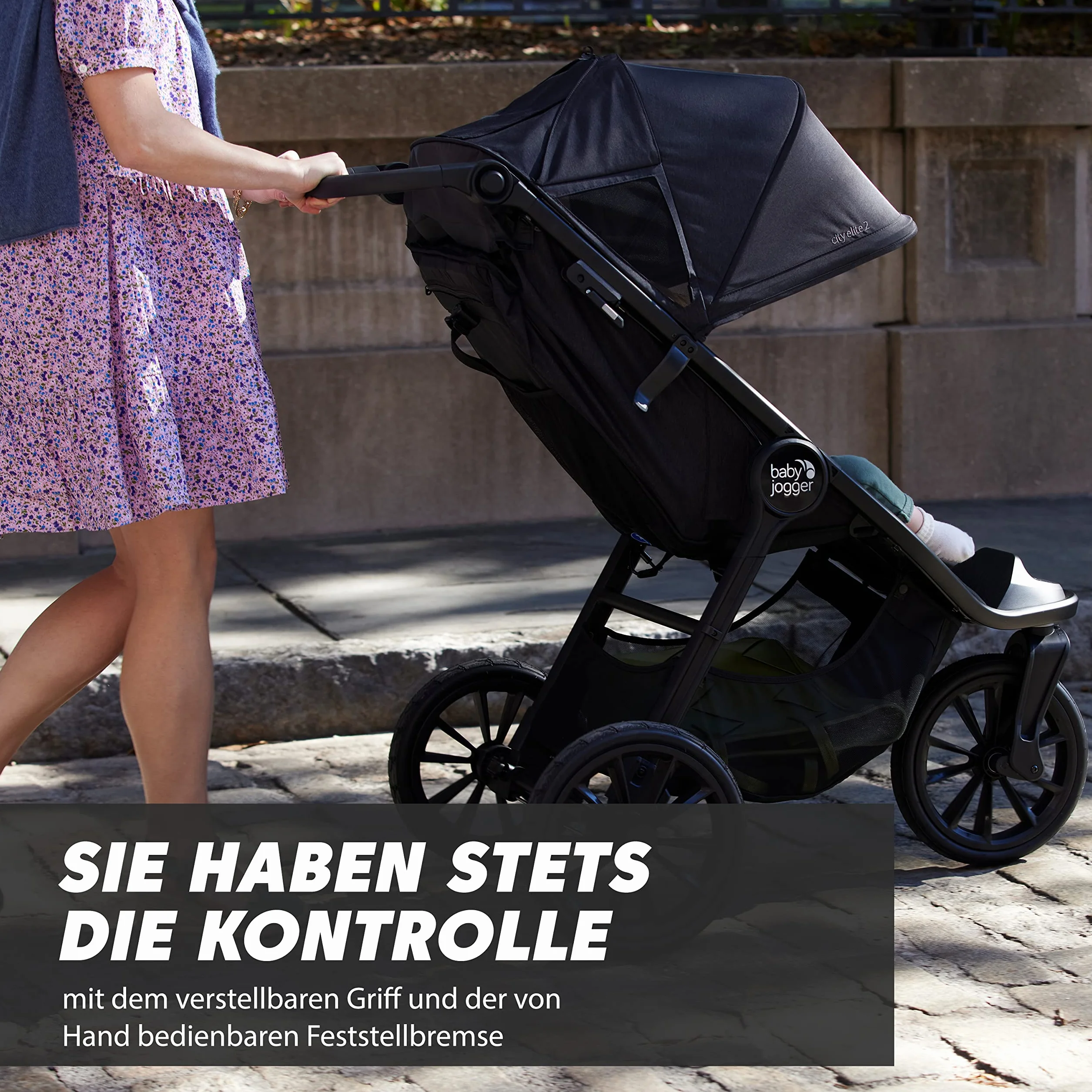 Baby Jogger City Elite 2 - Cochecito de bebé plegable y portátil, color negro