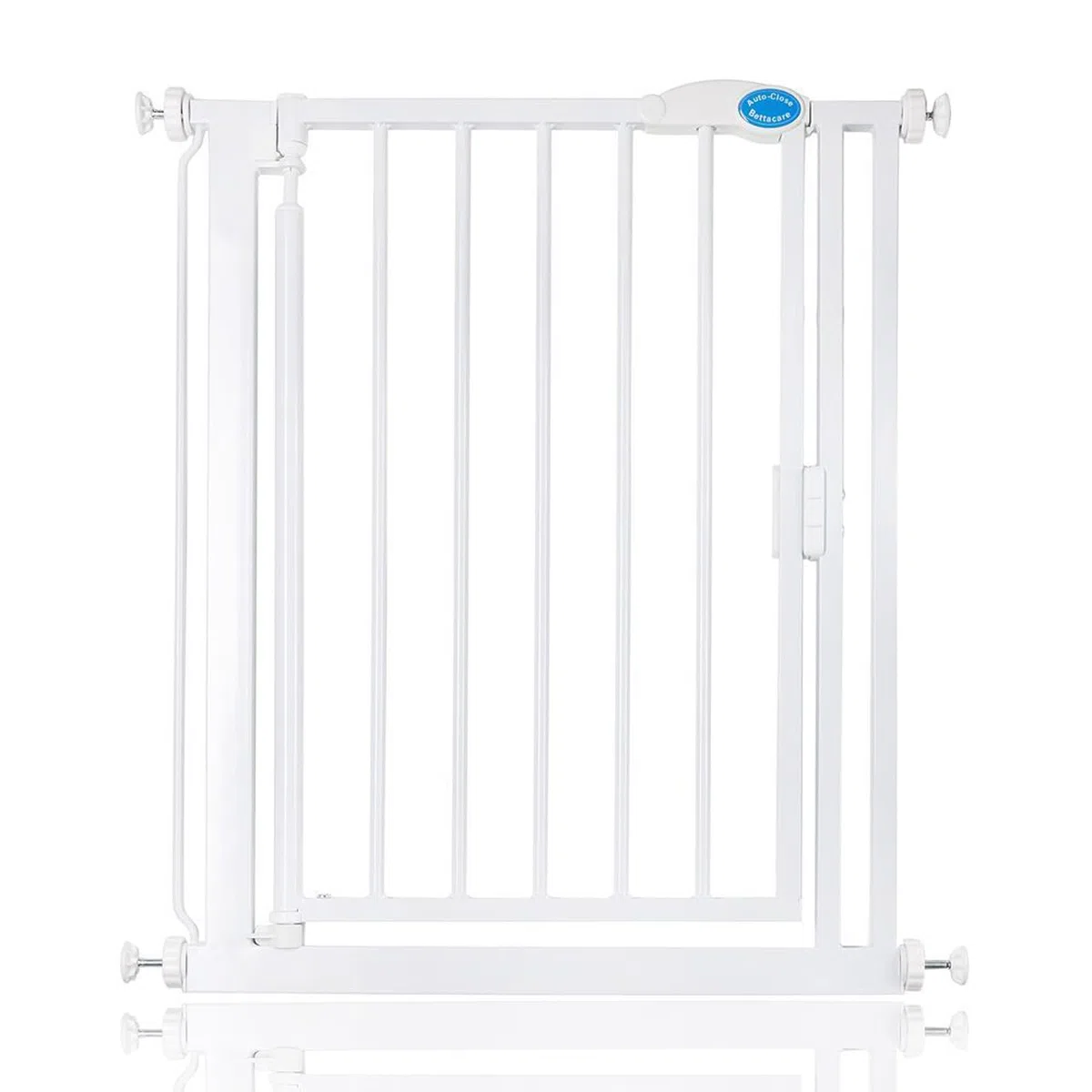 Bettacare Puerta de Seguridad Automática de Cierre, 68.5cm - 75 cm, Blanca, Puerta de Seguridad con Ajuste a Presión, Puerta de Bebé, Barrera de Seguridad para Puertas Pasillos y Espacios