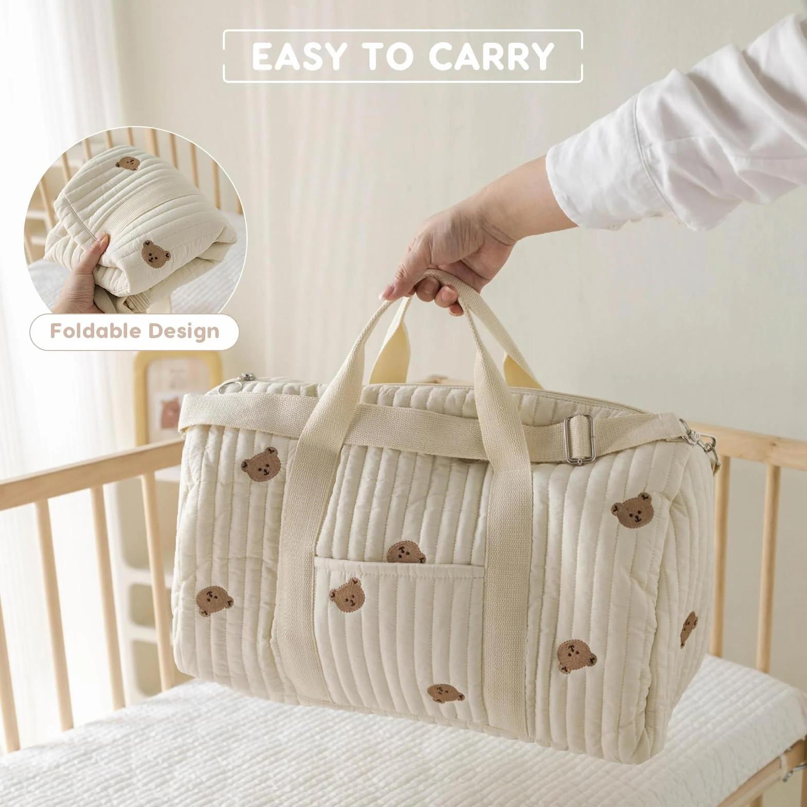 SONARIN Gran Capacidad Bordada Bolsa de Pañales para Bebé,Ligera Maternidad Messenger Bolso Bandolera de Cambio Bolsa Equipaje Bolsa de Viaje con Correa de Hombro