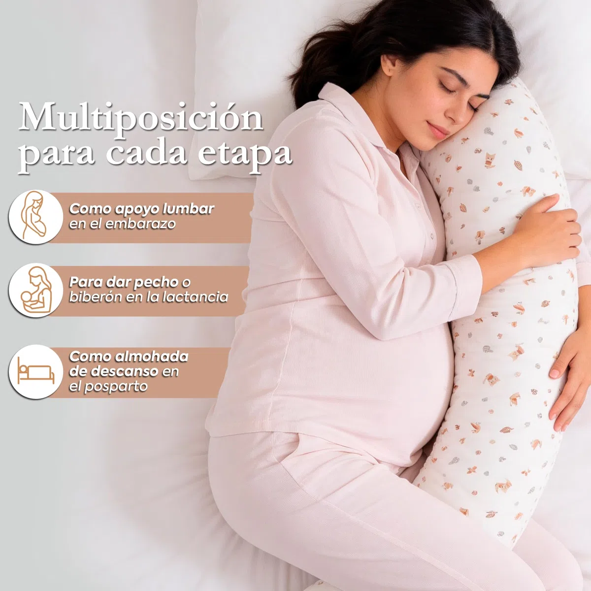 Cambrass - cojín para los primeros meses del bebé - almohada de lactancia que proporciona comodidad y soporte al bebé - Abete Beige