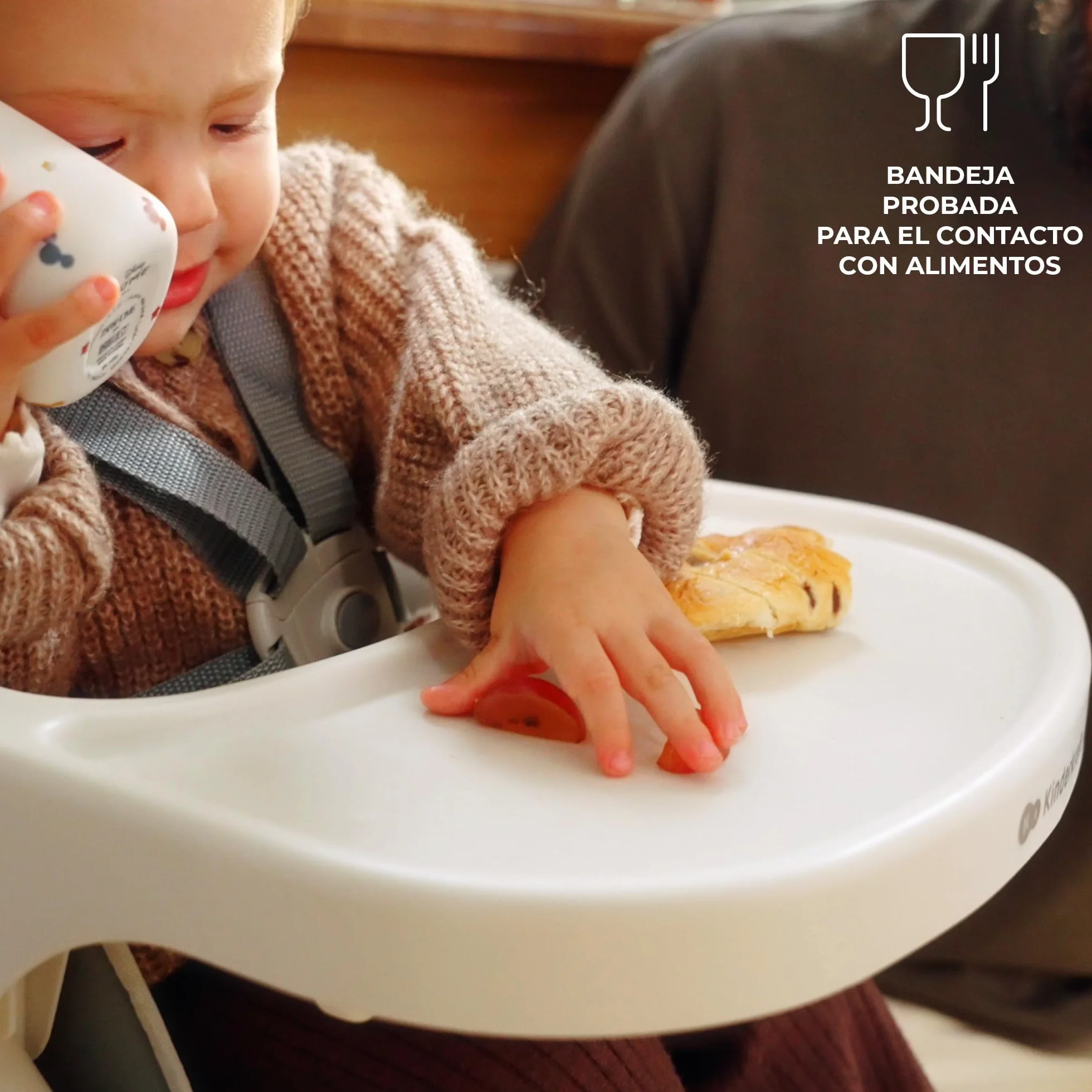 Kinderkraft DINNLY Trona bebé Silla Infantil portátil Bandeja Ajustable Fácil de limpiar 20kg Gris claro