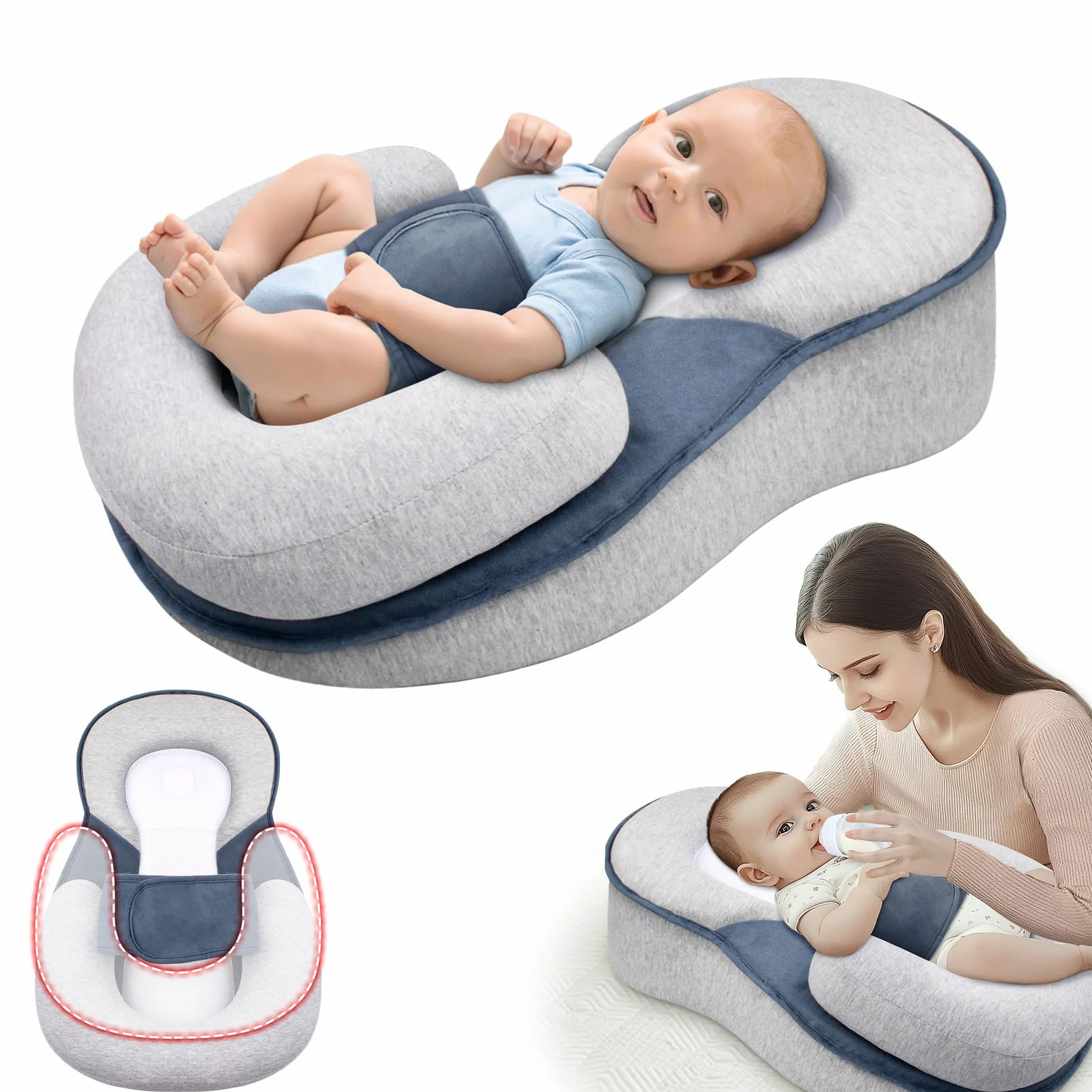 Almohada de cuña para bebé 2025, antirreflujo, Ajustable para Lactancia Materna y biberón, Reduce regurgitaciones y atragantamientos.