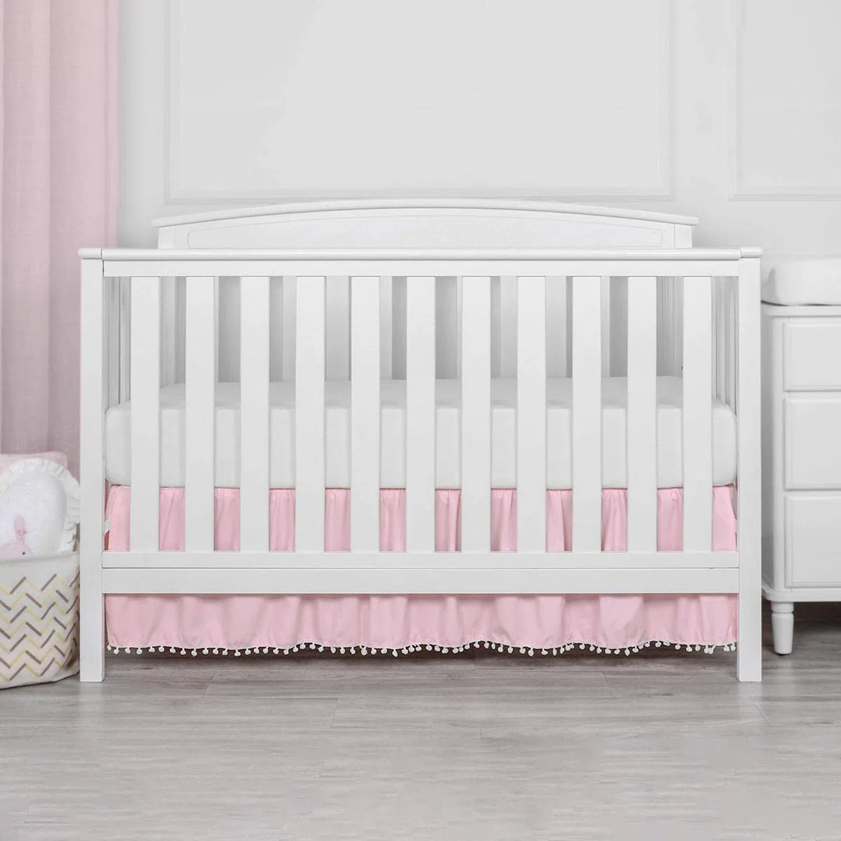 Cuna con Volantes,Faldas Cuna para niños pequeños | Microfibra para Cuna con Pompones para Llevar al bebé a la habitación del bebé cálida y acogedora para Dormir y soñar