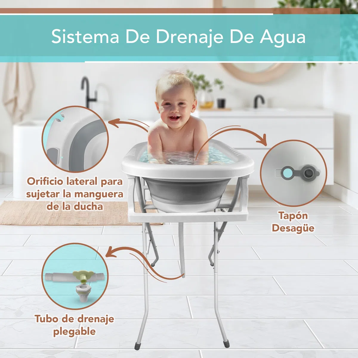 Bañera Bebe con Patas. Bañera Plegable Bebé con Silla Baño portatil Bañeras para Bebes Plegables con Soporte Metalico Antideslizante Tubo de Desagüe y Aclarador para Bebe