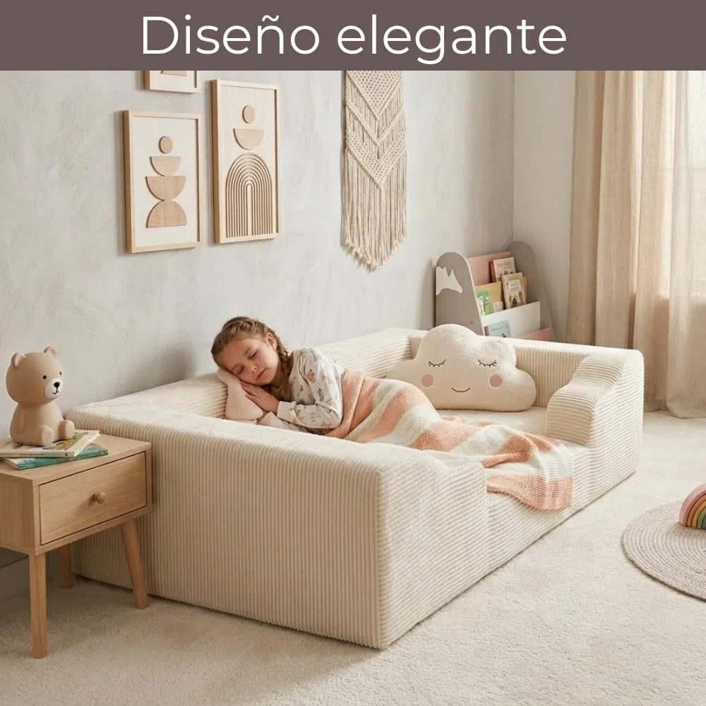 Wonder Space Cama de espuma para niños pequeños, marco de transición suave de cuna a cama con funda de pana extraíble lavable, base de cama de espuma viscoelástica para niños de 1 a 5 años, se adapta