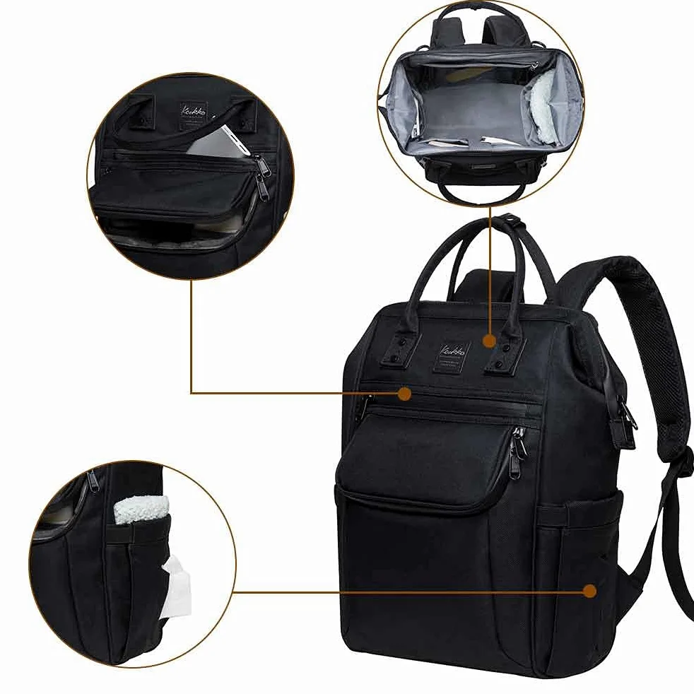 KAUKKO Bolsa de pañales para bebé con gancho de cochecito multifunción de nailon de gran capacidad, mochila de viaje para viajes con muchos compartimentos