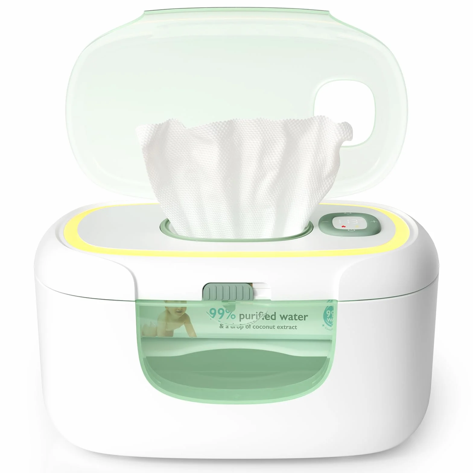 Momcozy Calentador de toallitas para bebé, dispensador de toallitas de mayor capacidad, calentamiento rápido de 10 minutos con 4 modos de temperatura, innovador diseño de resorte, silicona y sellos