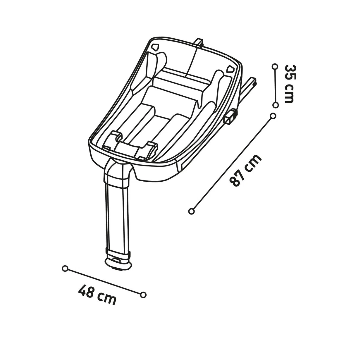 Asalvo FORTIX Base ISOFIX, Sistema de Silla Coche, fácil instalación, cumple con el estándar i-Size, 87 cm, Base Isofix Fortix Negra