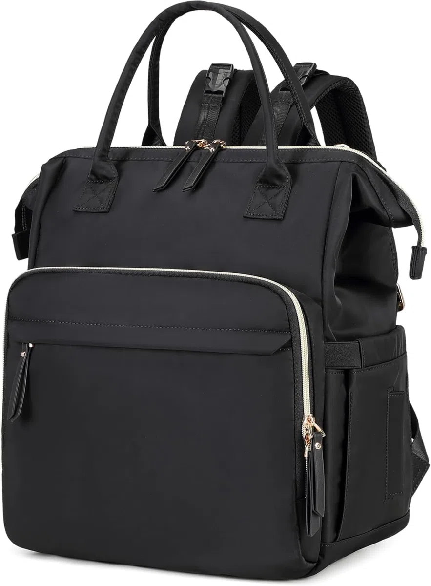 LINGMING Bolso cambiador grande, 14 bolsillos para bebé y 3 bolsillos aislados, regalos para baby shower (negro, grande)