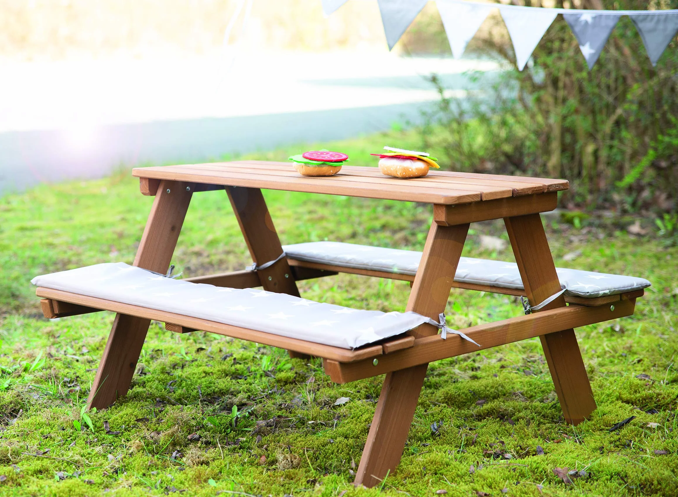Mesa de Picnic para Niños Outdoor Madera Maciza 4 Plazas Teck