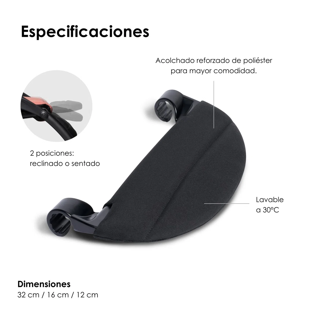 Reposapiés BABYZEN YOYO, Negro - La posición reclinada y el cojín Blando proporcionan una Comodidad Adicional en el Cochecito - Fácil de Sujetar y Limpiar