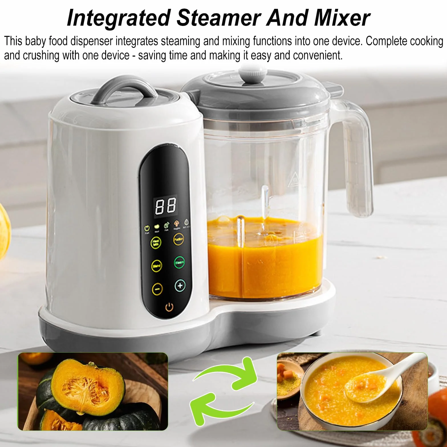 Robot De Cocina Para Bebé, Baby Food Maker Con Vapor, Mezcla Y Calentamiento, Preparador De Alimentos Para Bebés Con 4 Preconfiguraciones De Cocción