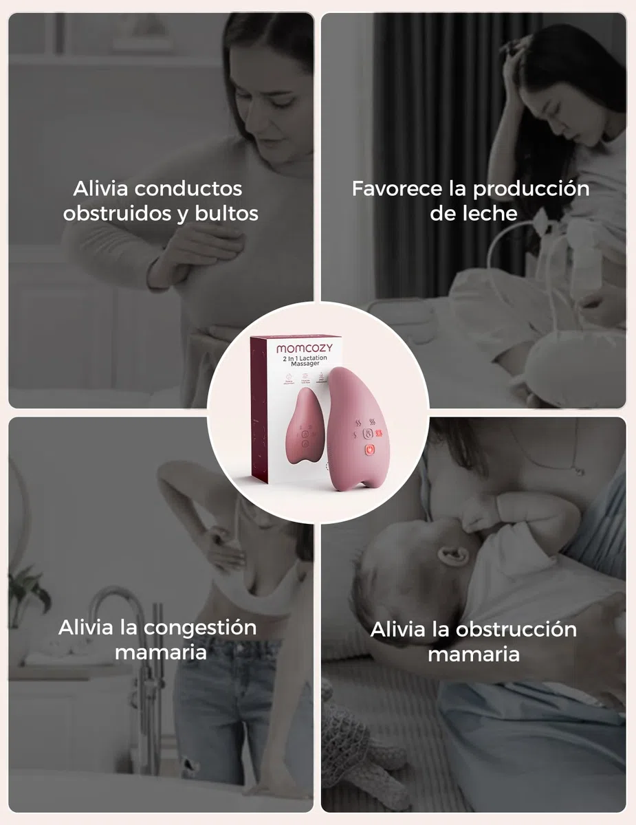 Momcozy A1 Pro Masajeador de Lactancia con Calor Rápido y Vibración Profunda, Ayuda a Aliviar la Obstrucción Mamaria y Favorece la Extracción de Leche, con Función de Memoria y Carga Rápida