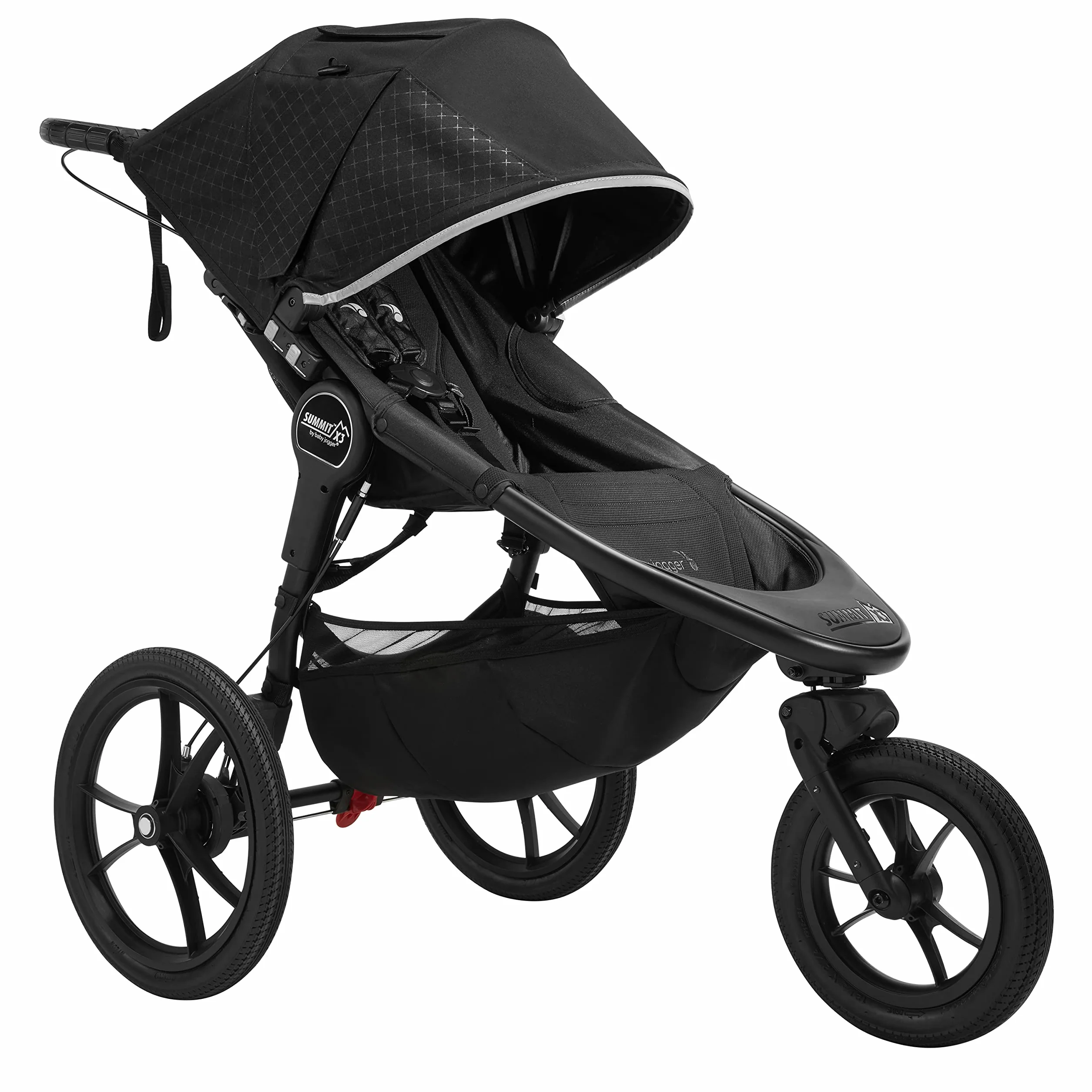 Baby Jogger Summit X3 Midnight Black - Cochecito para runnig plegable de 3 ruedas, con freno de mano, color negro