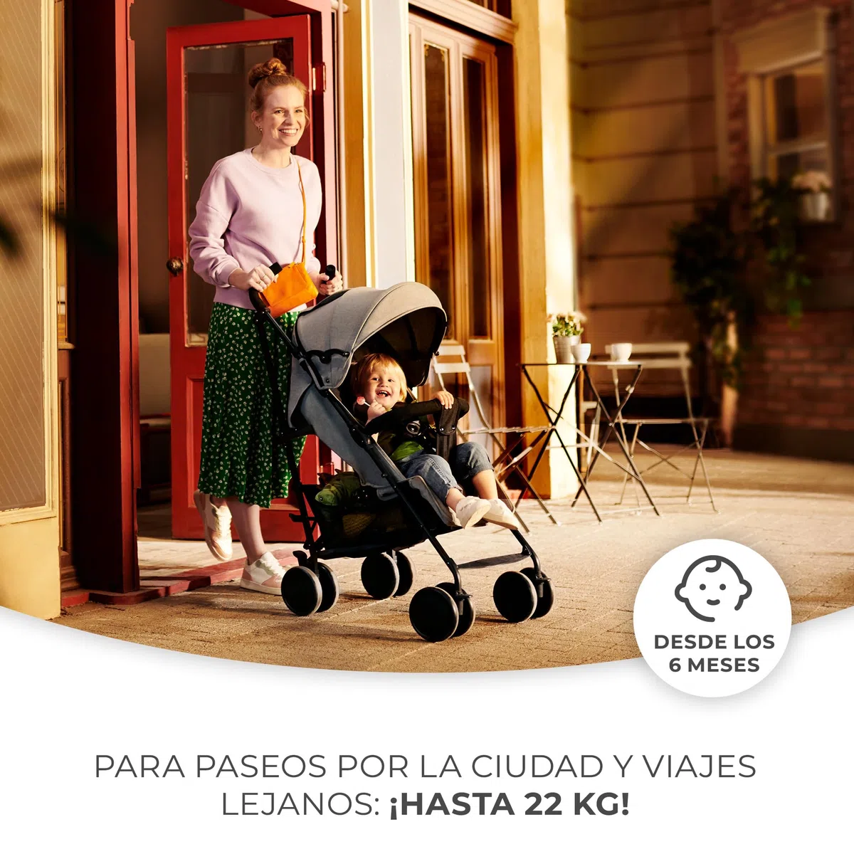 Kinderkraft Silla de Paseo SIESTA, Carrito paraguas, Posición tumbada, Plegable, hasta 22 kg, Gris