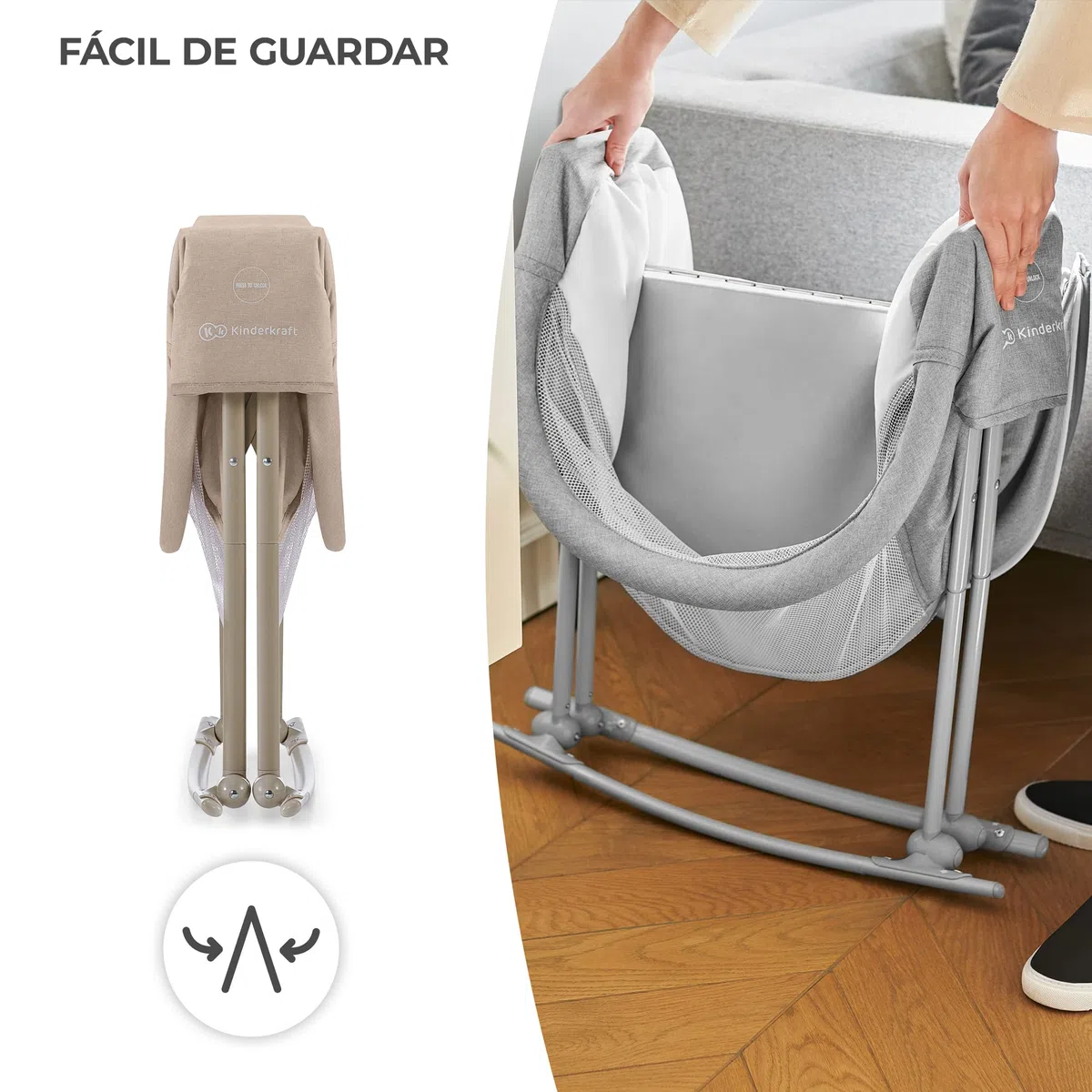kk Kinderkraft Cuna Bebé LOVI, Moisés, Bolsa de Transporte, Juegos, Viaje, Beige