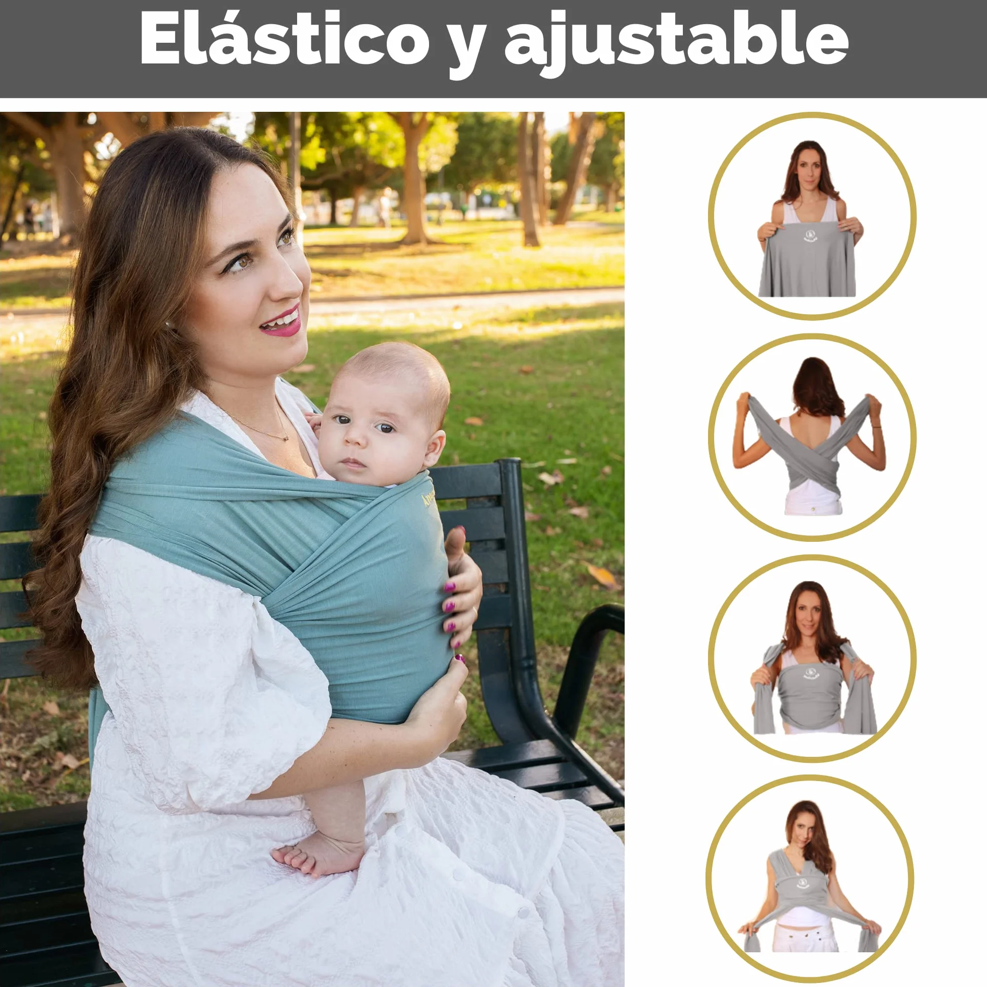 Amarsupiel Fular Portabebe Recien Nacido Elástico de Tejido Suave Bambú OEKOTEX Hasta 8kg Mint