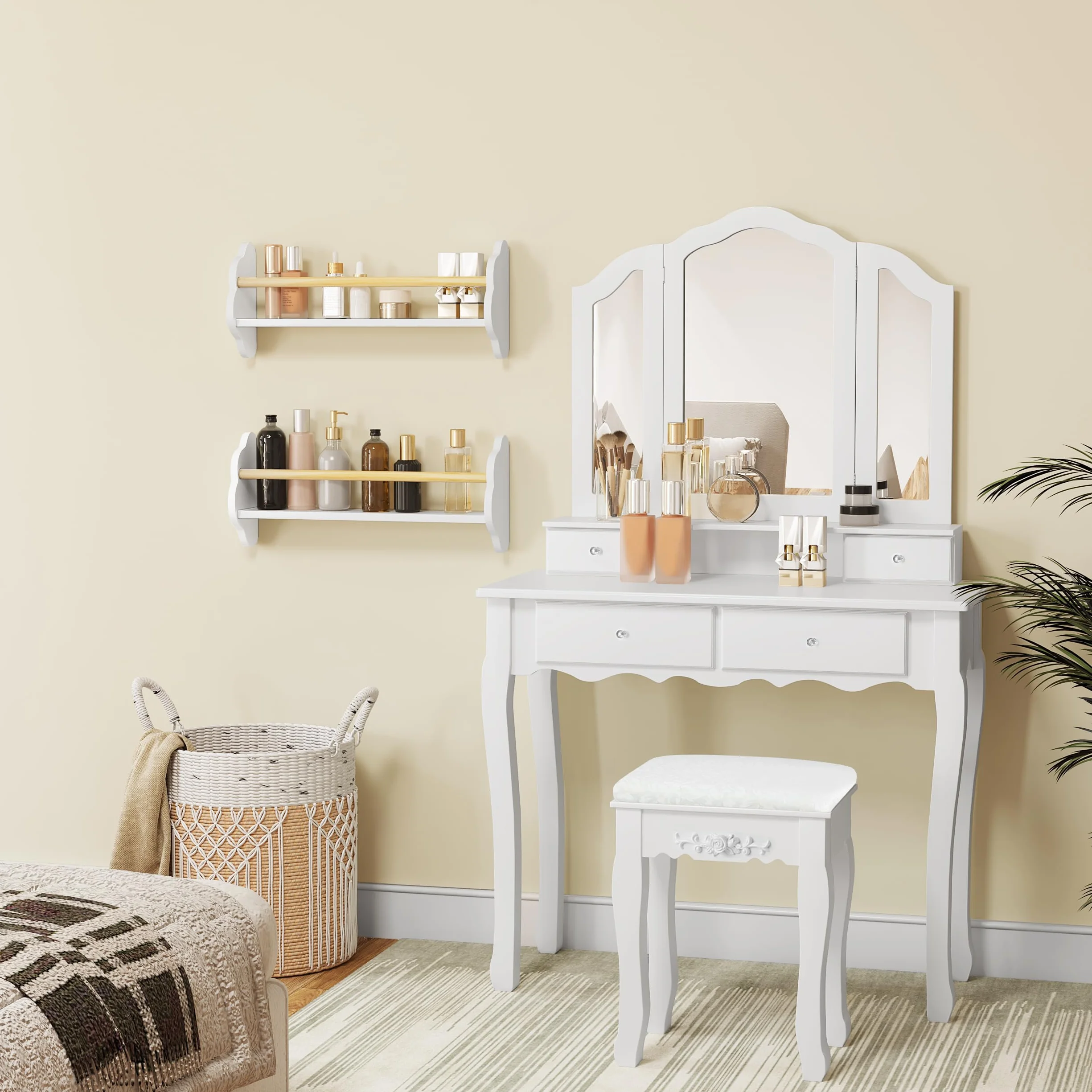 WOLTU Estanterias de Pared para Libros Infantiles, Juego de 3 Estantes Montados en Pared, Encantadora Forma Nube, Librerias Montessori para Habitación Infantil y Jardin Infancia, Blanco