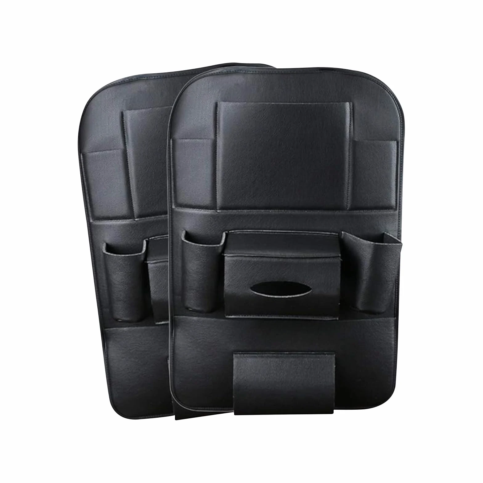 Ergocar 2 Paquetes de Pu Organizadores de Coches de Cuero, Cubierta Protectora para el Asiento Trasero, Estera de Protección para el Auto Asiento Trasero para el Automóvil - Negro