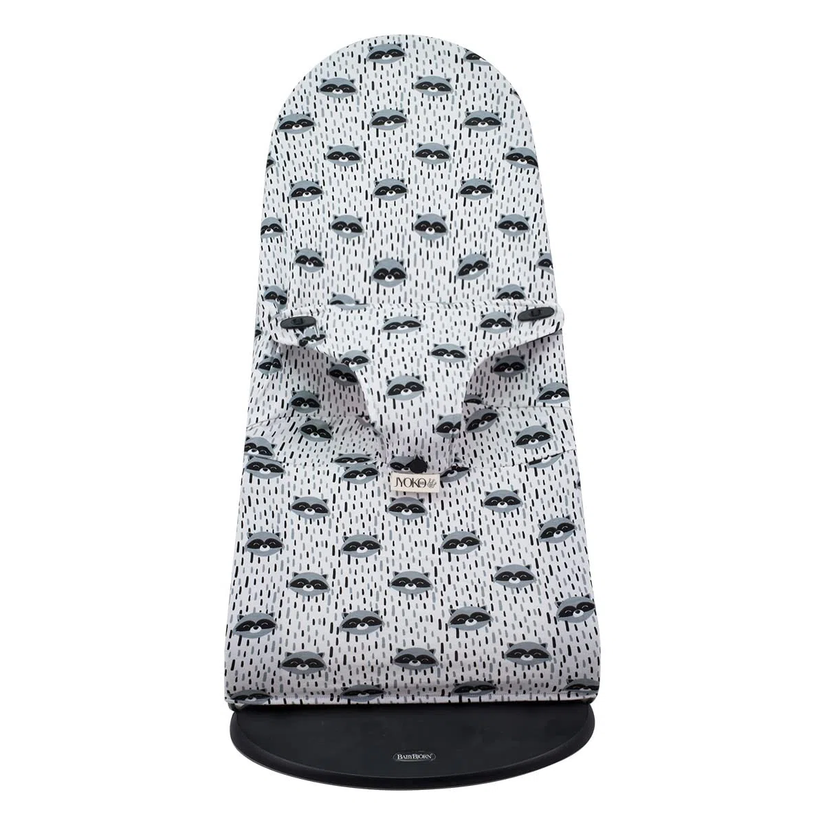 JYOKO Kids Cubre Funda para Hamaca, Compatible con BabyBjörn Balance, Balance Soft y Bliss, Uso sobre La Funda Original (Raccoon, ALGODÓN)