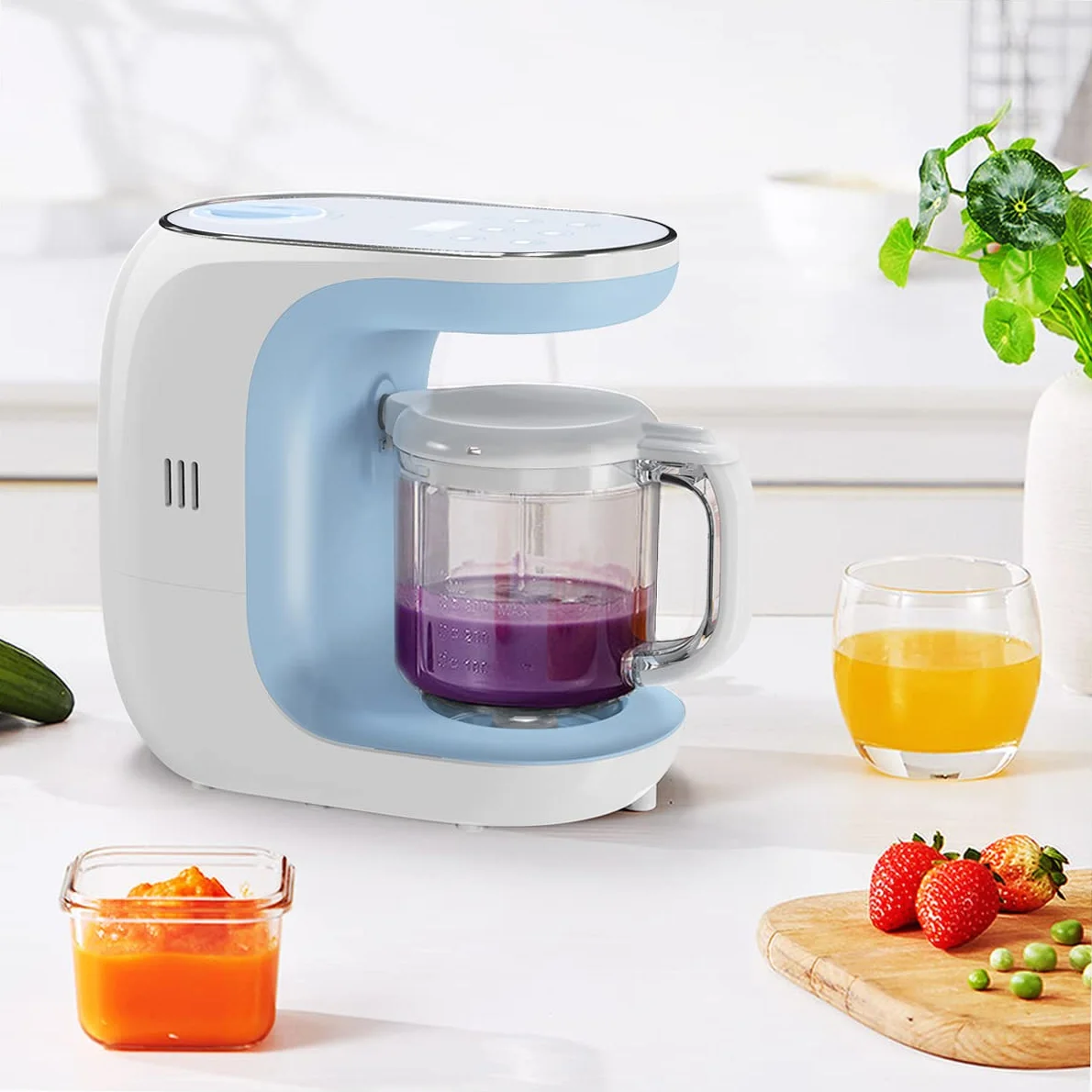 Robots de Cocina al Vapor Procesador de Alimentos para Bebés Multifunción, Cuece al Vapor, Mezcla, Descongela y Calienta, LCD Panel de Control Táctil, Apagado Automático