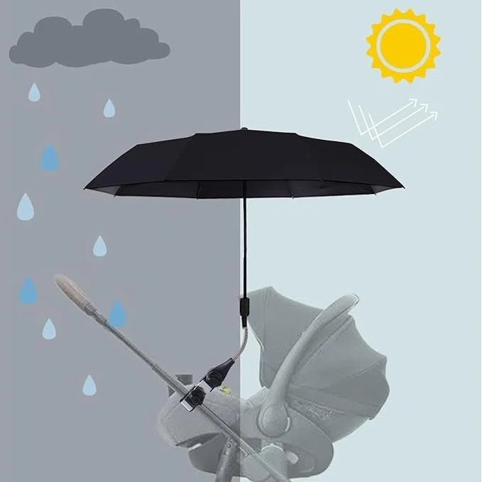 Sombrilla Carro Bebe Universal con Protección UV50+ Sombrilla Carrito Bebe Diámetro 90CM con Abrazadera de Fijación para Cochecito y Silla