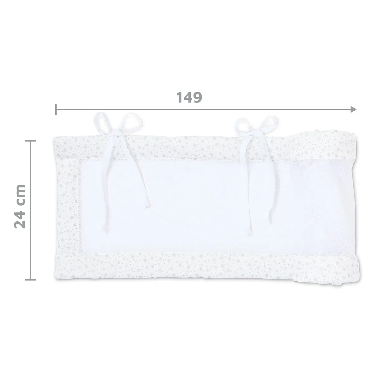 babybay Protector de cuna de malla apto para modelo original, color blanco con estrellas brillantes plateadas