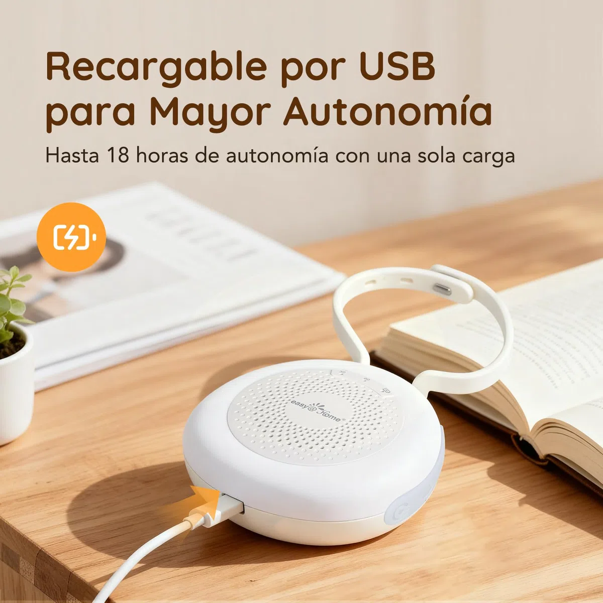 Easy@Home Máquina para ruidos blancos portátil con 30 sonidos relajantes, temporizador automático y luz nocturna | Ideal para bebés y adultos, generador de ruido blanco para dormir y relajarse
