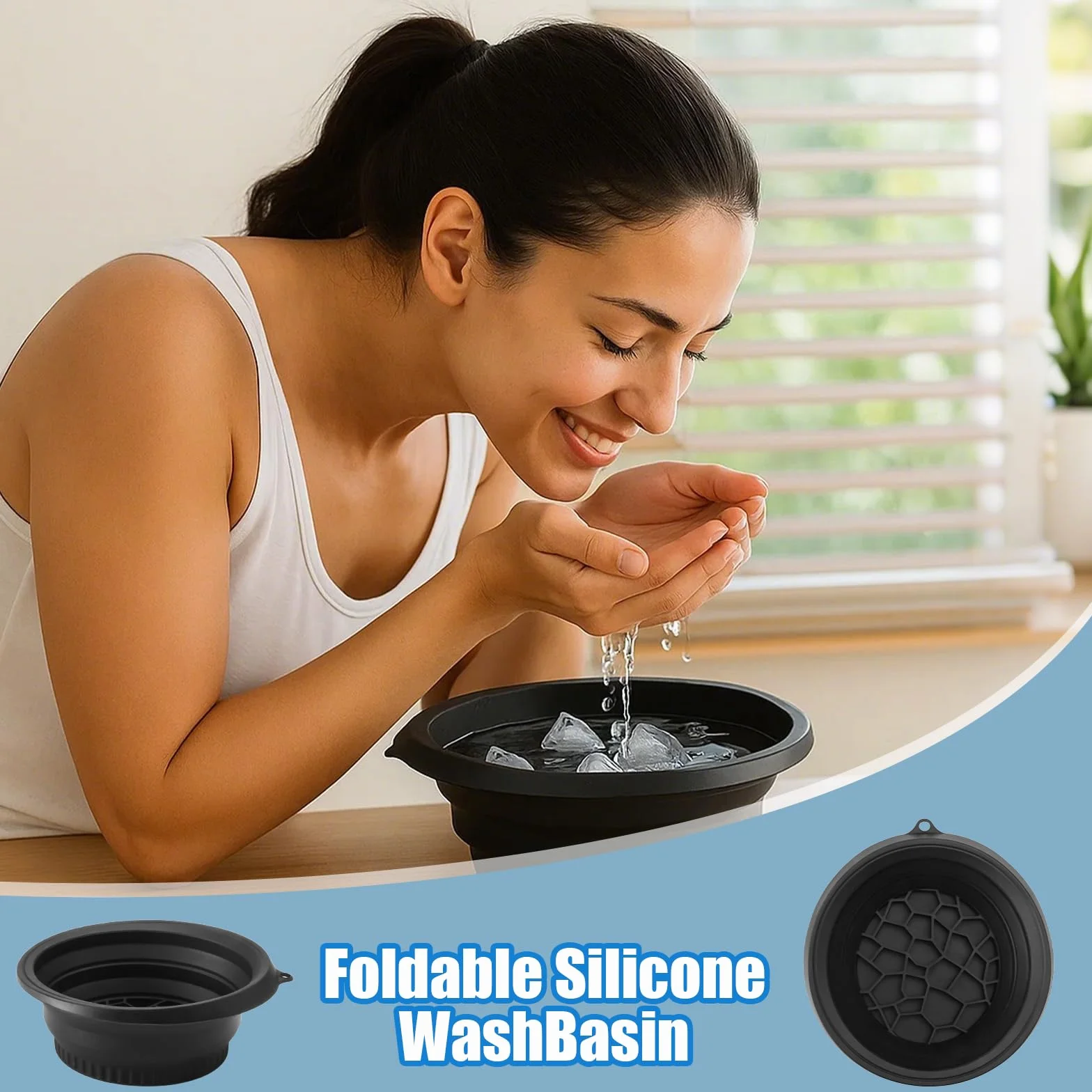 Face Ice Bath Bowl - Foldable Silicone WashBasin - Quick Cooling, Reducing Swelling, Gentle on Skin, Diseño portátil, fácil de limpiar, para personas que se preocupan por su cuidado de la