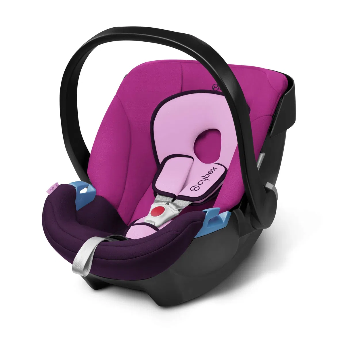 Cybex Silver - Portabebés Aton, en contra de la marcha, incluye reductor para recién nacido, desde el nacimiento hasta aprox. 18 meses, max. 13 kg, purple rain