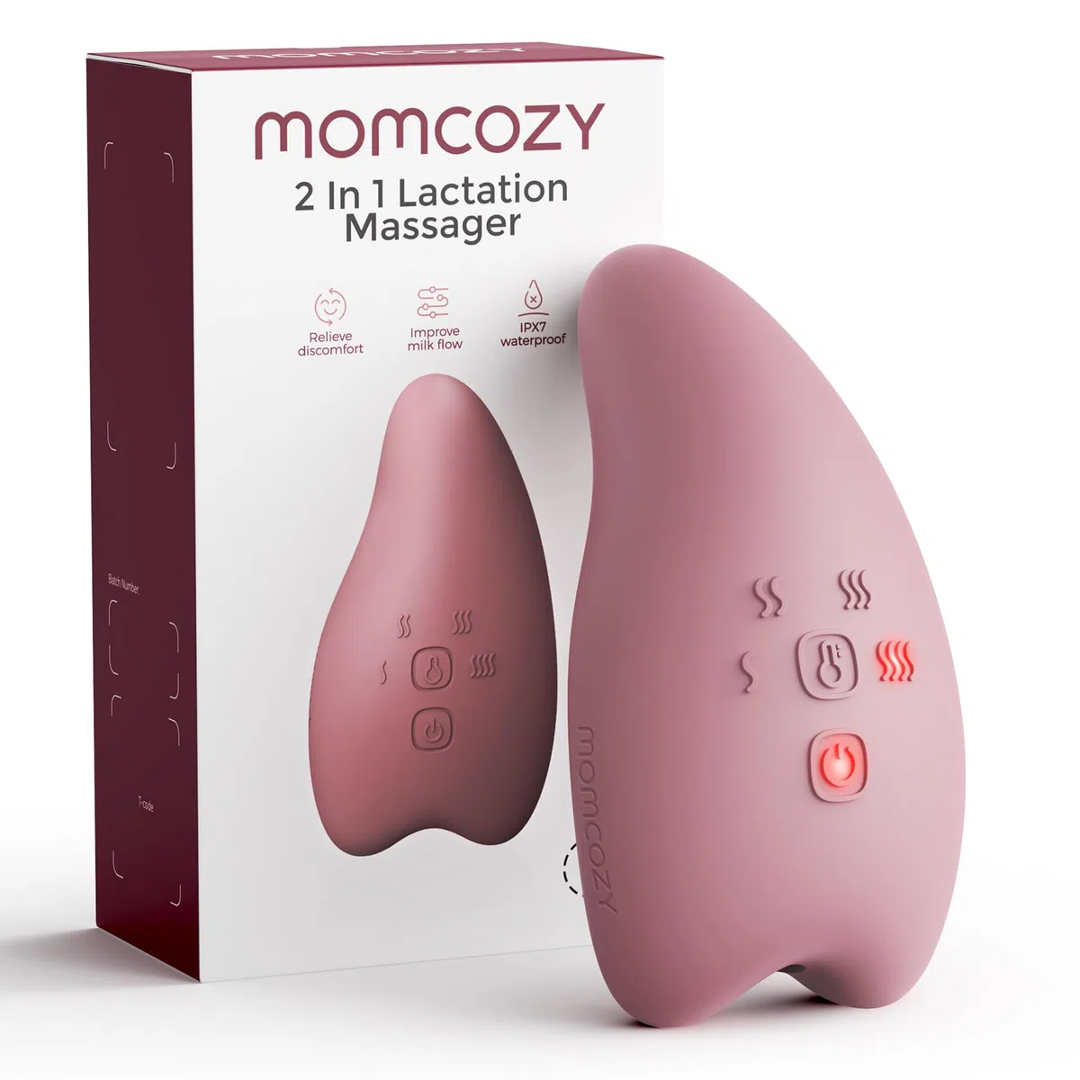 Momcozy A1 Pro Masajeador de Lactancia con Calor Rápido y Vibración Profunda, Ayuda a Aliviar la Obstrucción Mamaria y Favorece la Extracción de Leche, con Función de Memoria y Carga Rápida