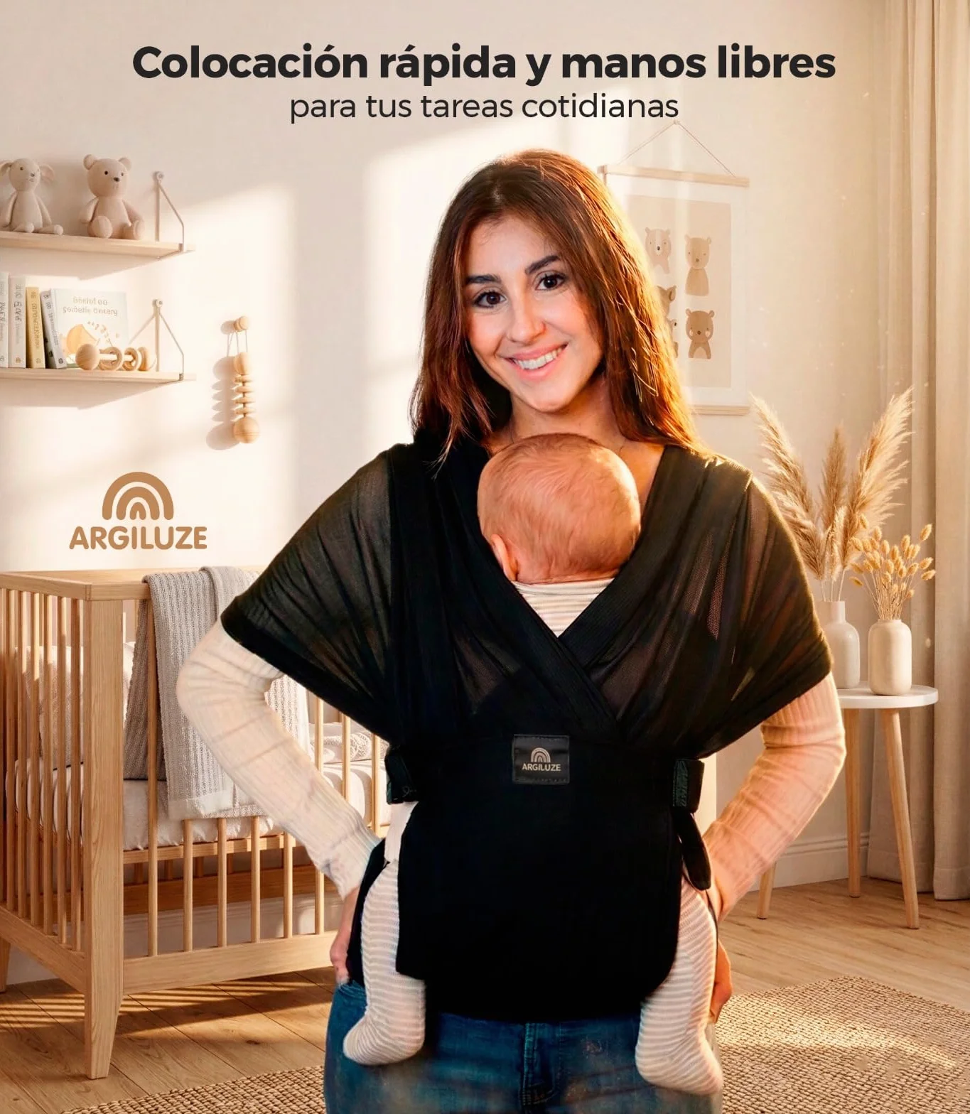 Portabebe 3-24 meses Porteo Ergonomico Fresco Ligero Malla Fresca Anclajes Giratorios Ajustables Colocacion Rapida Manos Libres
