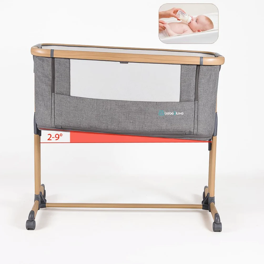 bebe2luxe Leo 3 en 1 – Cuna colecho Regulable en Altura, Cama de bebé Segura y Parque Infantil Modular, Desde Nacimiento hasta 36 Meses – Gris