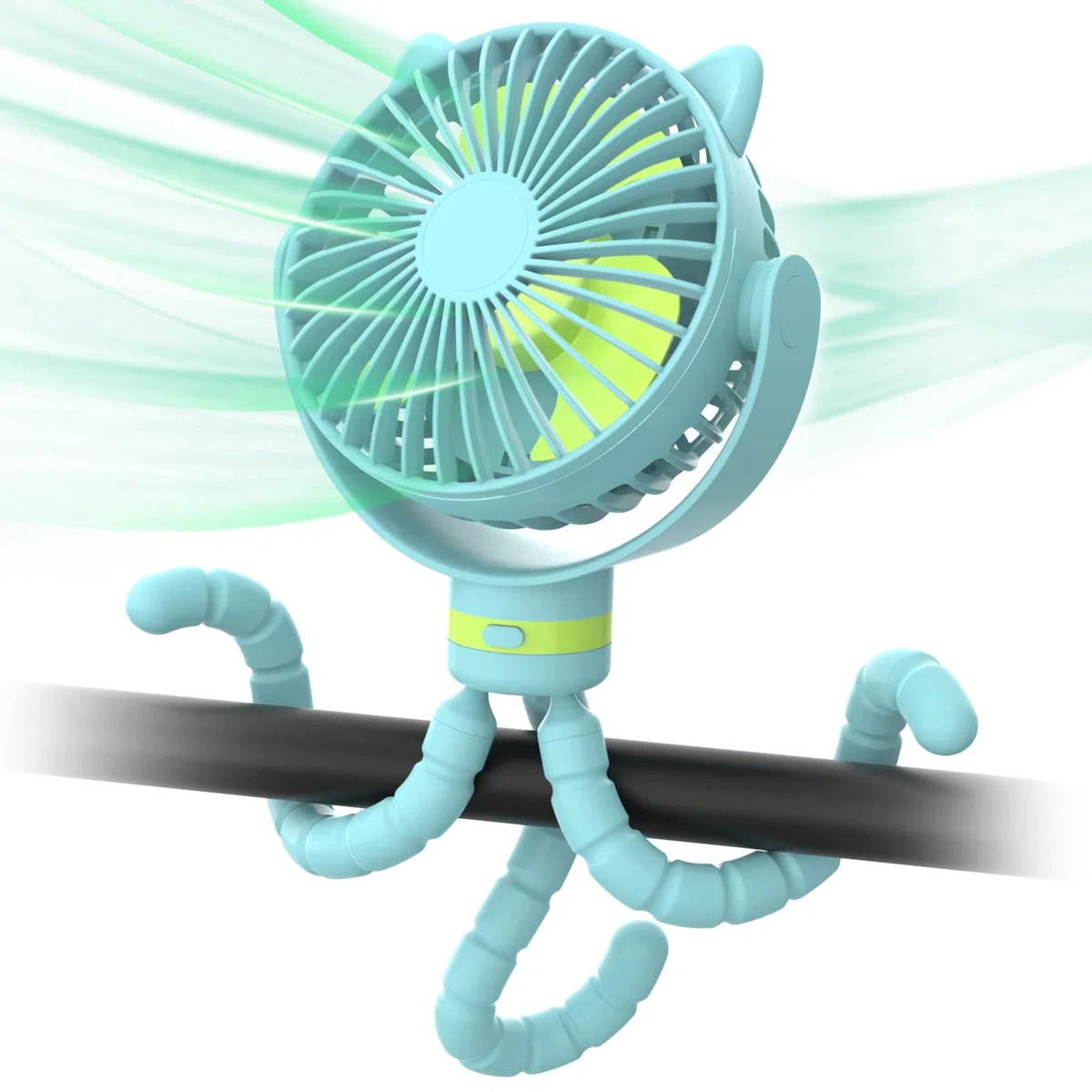 Ventilador Para Coche de Bebé, Portátil y Flexible - 4000mAh, 4 Velocidades - Para Silla de Paseo, Escritorio, Cuna, Bicicleta, Cinta de Correr