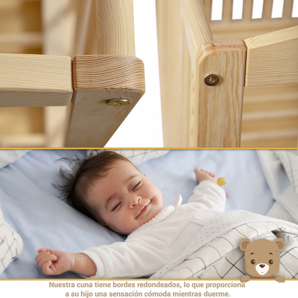 Cuna Bebe con Cajón - Cuna Bebe Madera con Barandillas de Protección - 60x120cm - Regulable en Altura - Cuna para Bebe Convertible en Cama Infantil - Cuna de Bebe para Niñas y Niños Marrón
