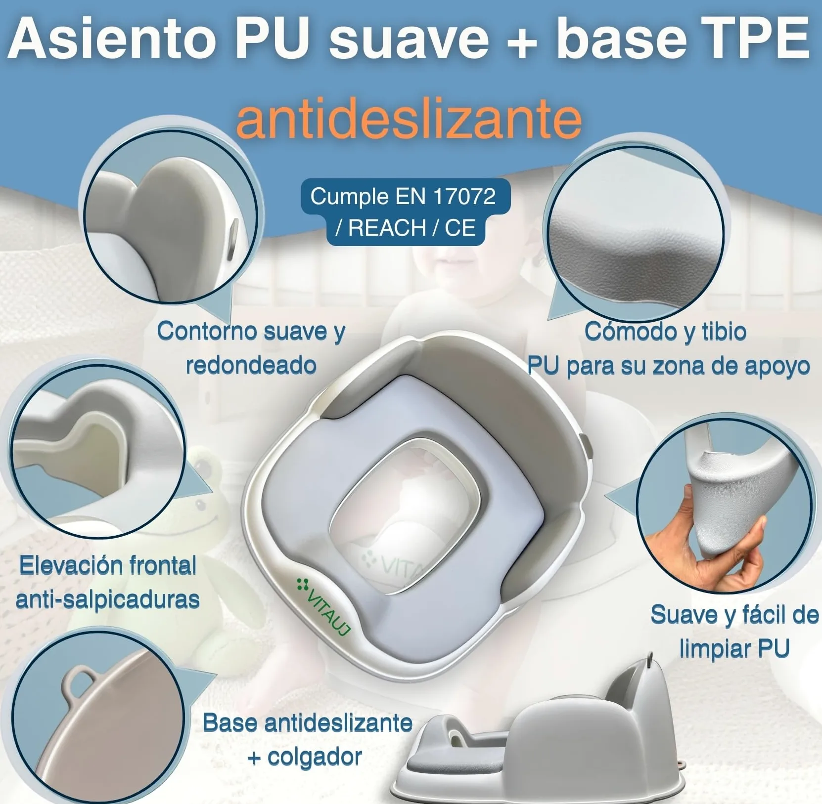 Orinal Bebé 3 en 1 Plegable | Reductor WC, Taburete y Orinal con Sticker de entrenamiento | Antideslizante, Portátil, Suave y Ergonómico | ideal de 1–6 Años