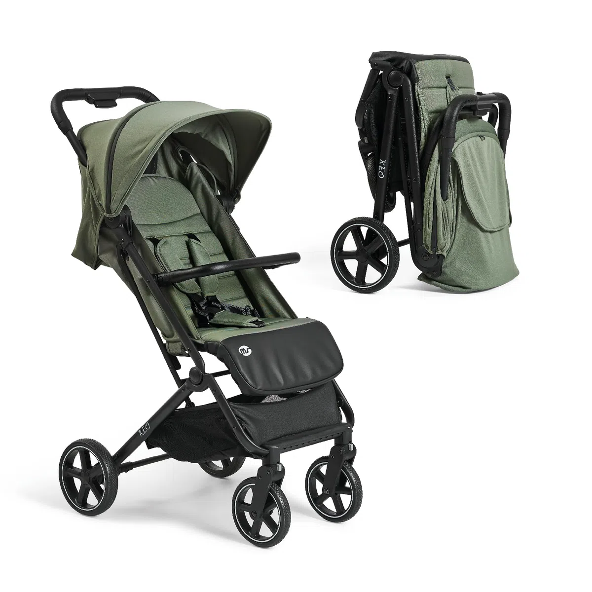 MS BabyWorld – Keo – Silla de paseo ligera hasta 22 kg | Capota extensible | Plegado tipo libro | Ultraligera y compacta | Ruedas grandes (Verde)